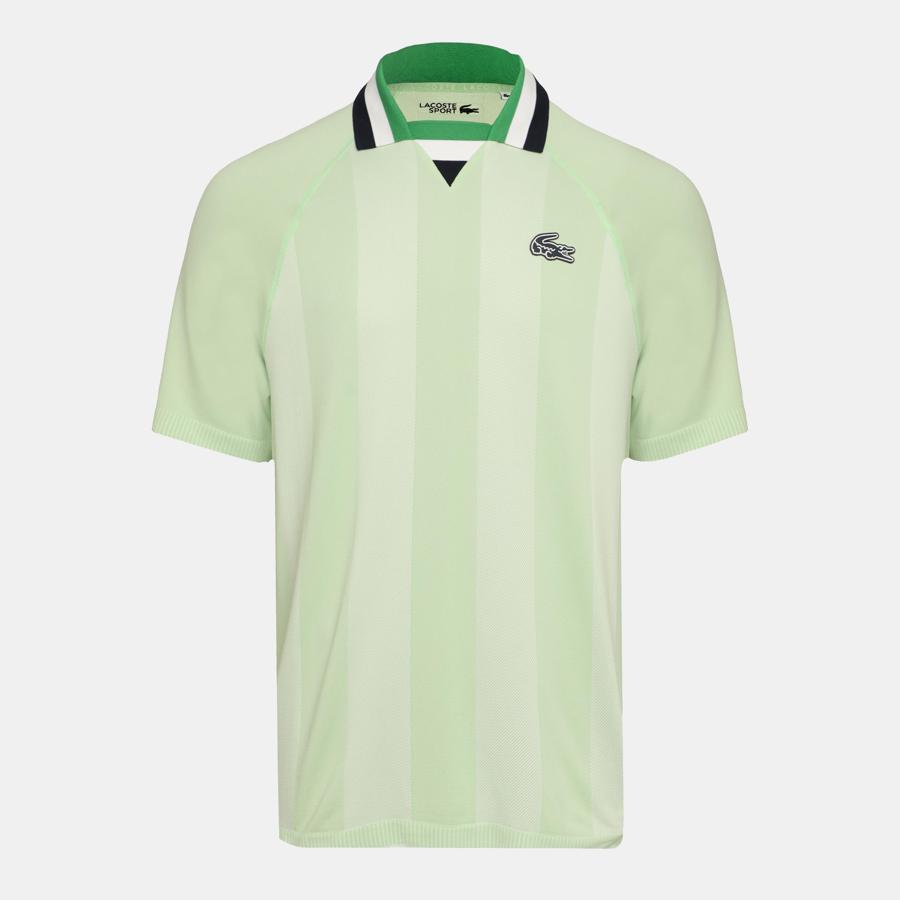 Lacoste Men's Ribbed Collar Short Sleeve Performance Polo Shirt - Wormwood - S