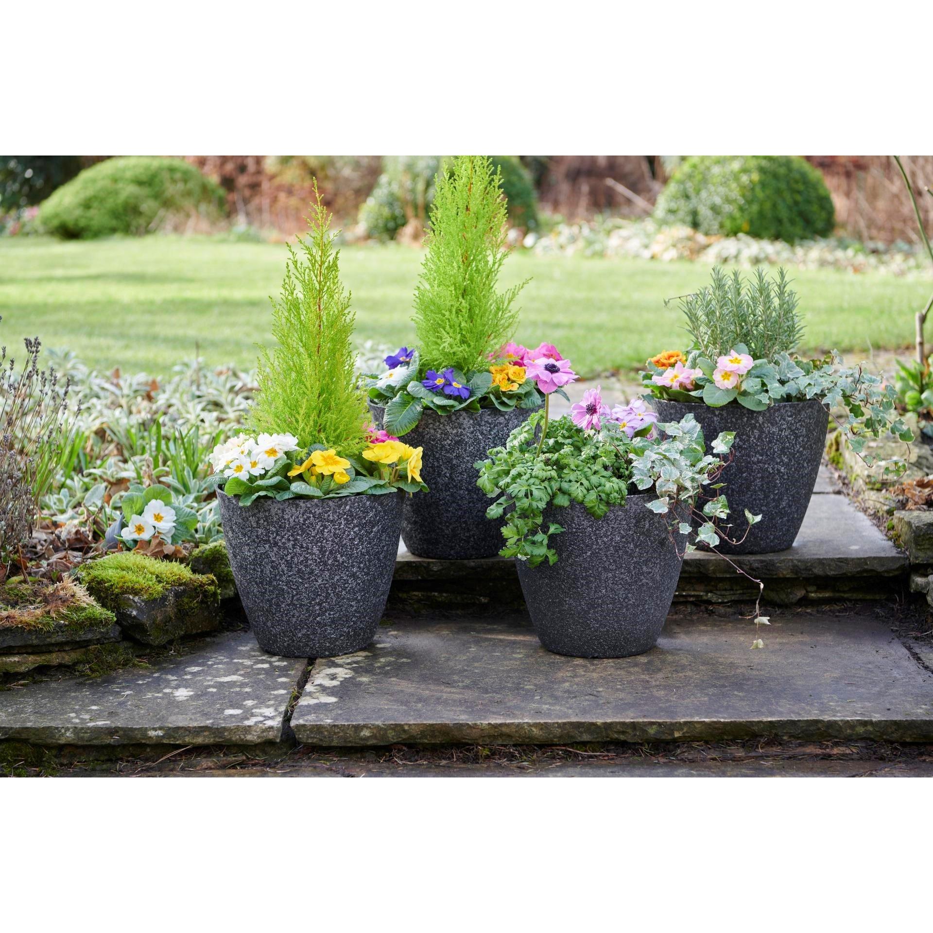 Black - Greenhurst - Pack of 4 Quartz effect planters - Black - 1