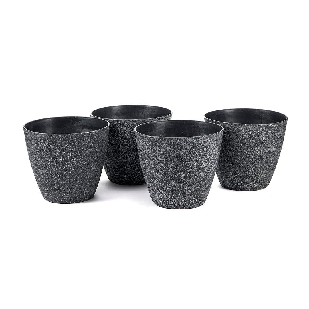Black - Greenhurst - Pack of 4 Quartz effect planters - Black - 2
