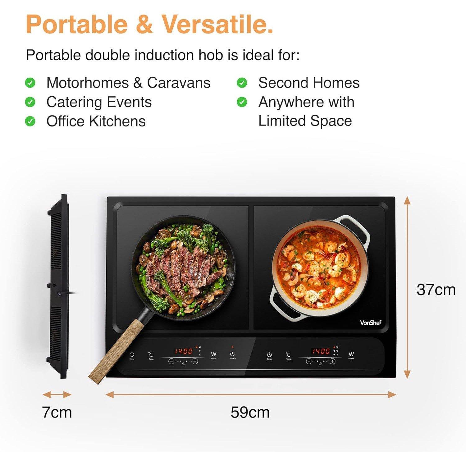 Black - VonShef - VonShef - Dual Induction hob 2800W - 2