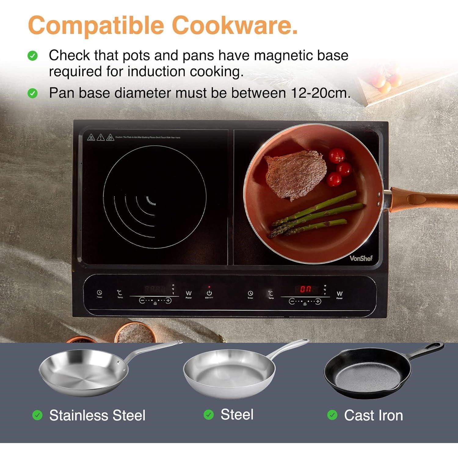 Black - VonShef - VonShef - Dual Induction hob 2800W - 5