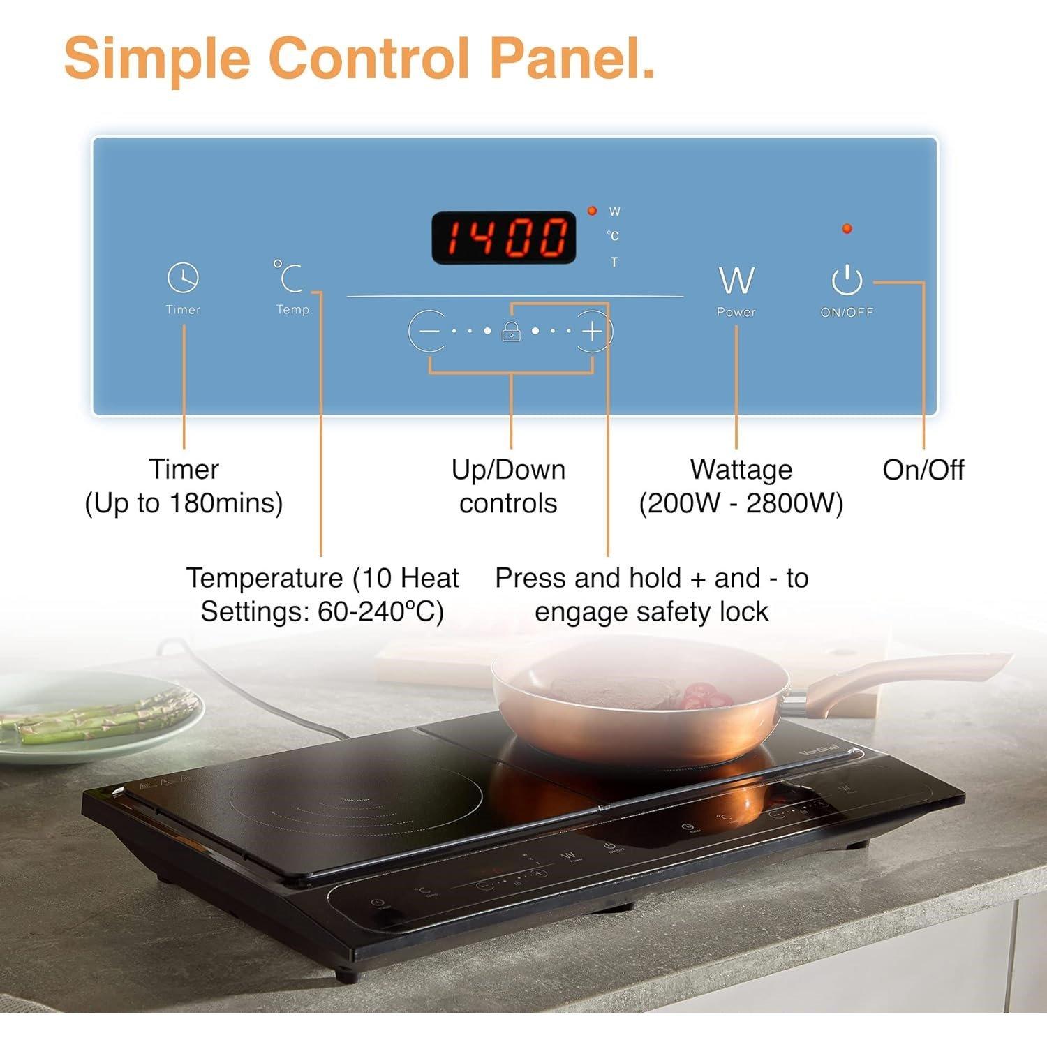 Black - VonShef - VonShef - Dual Induction hob 2800W - 6