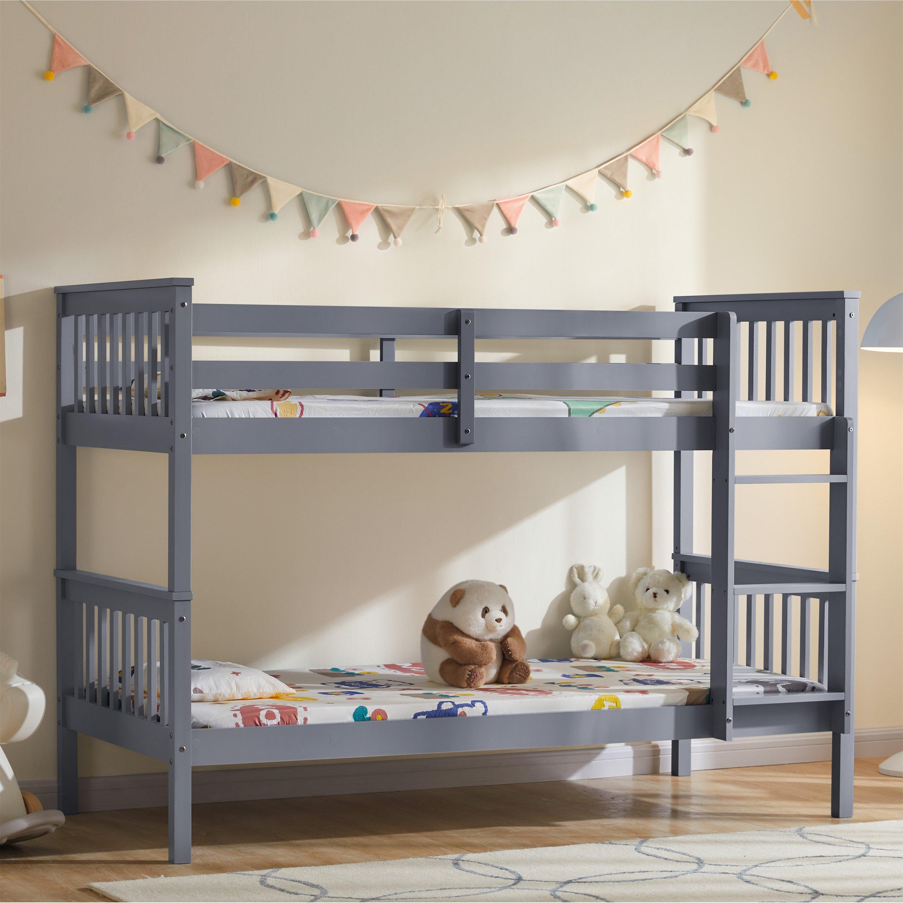 Grey - Lassic - Milan Kids Bunk Bed & Mattress Set - 1