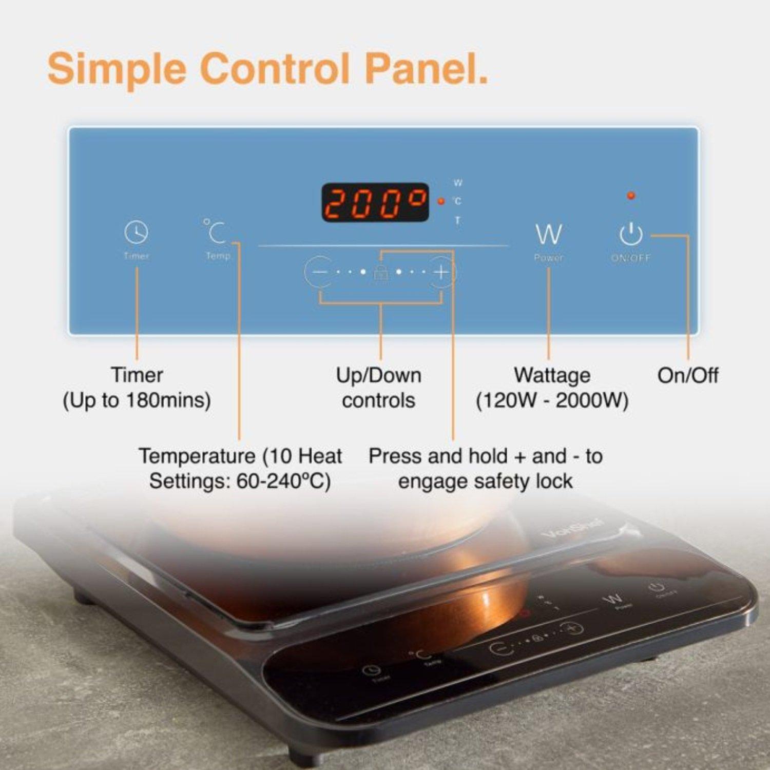 Black - VonShef - VonShef - Single Induction Hob - 4