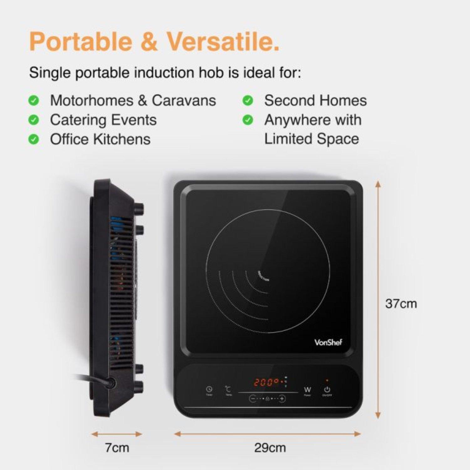 Black - VonShef - VonShef - Single Induction Hob - 7