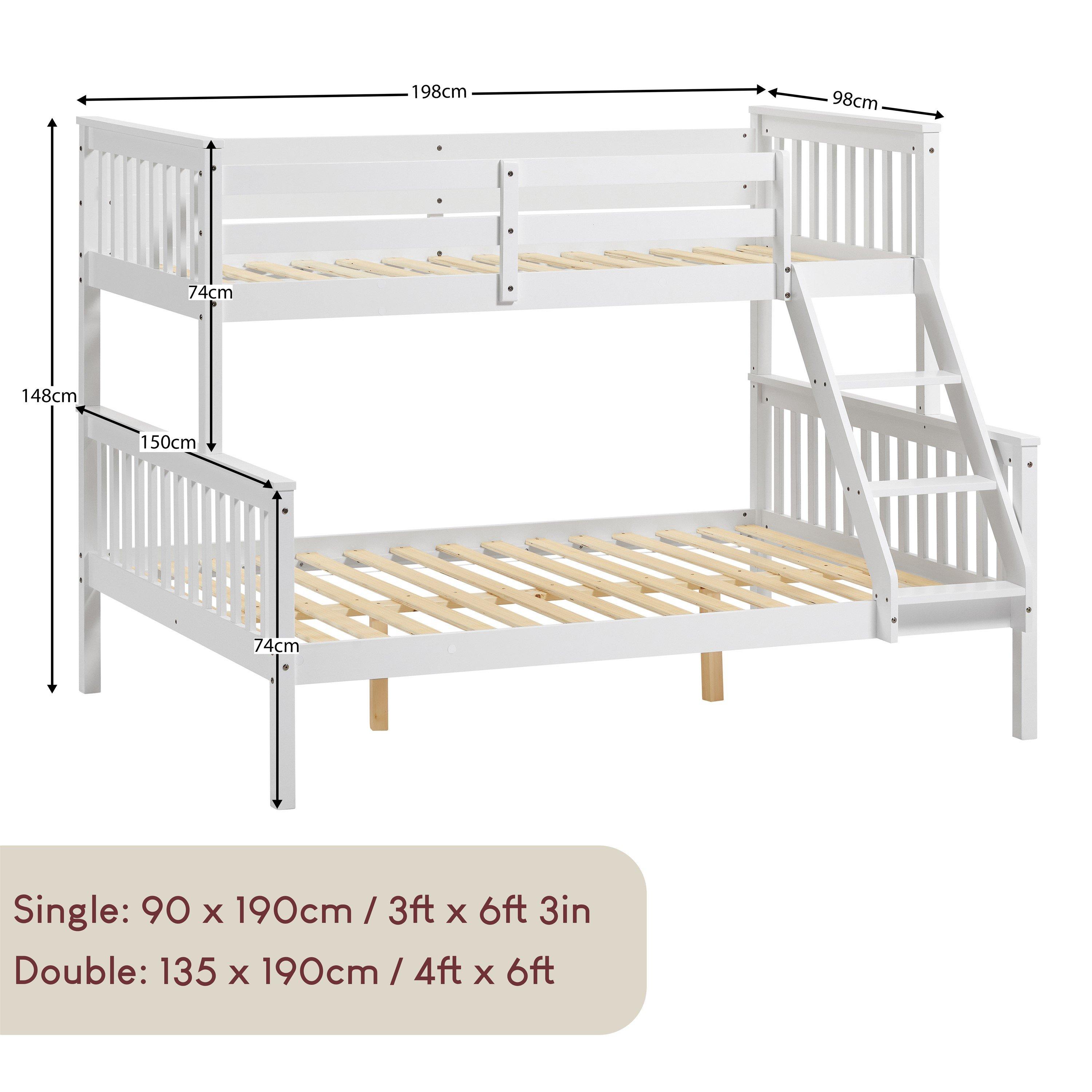 White - Lassic - Milan Kids Triple Sleeper Bunk Bed & Mattress Set - 2