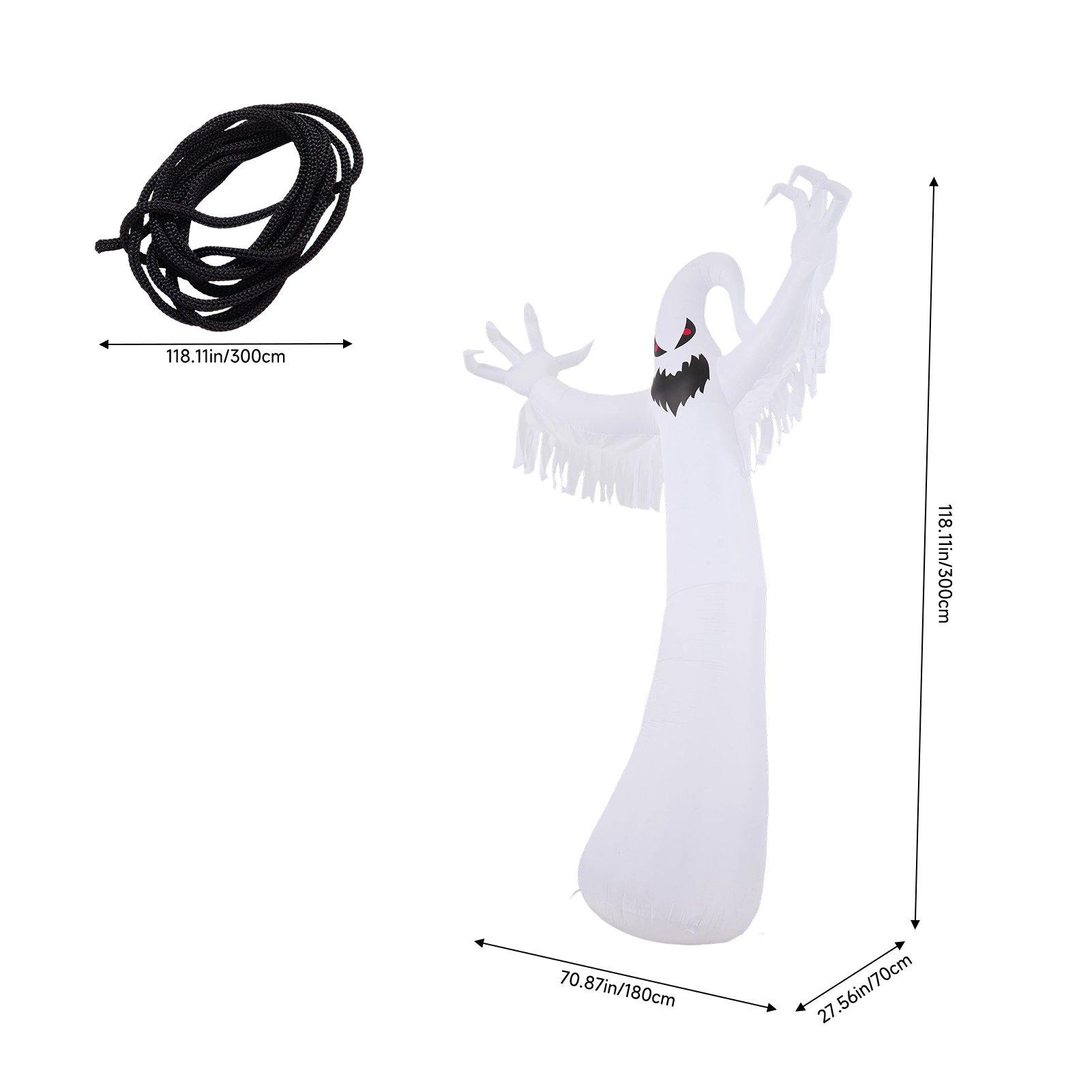 White - LIFE IDEAS - 3M Halloween Inflatable Scary White Ghost - 2