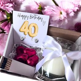 Aye Do Gold 40th Birthday Gift Hamper - Earrings & Candle