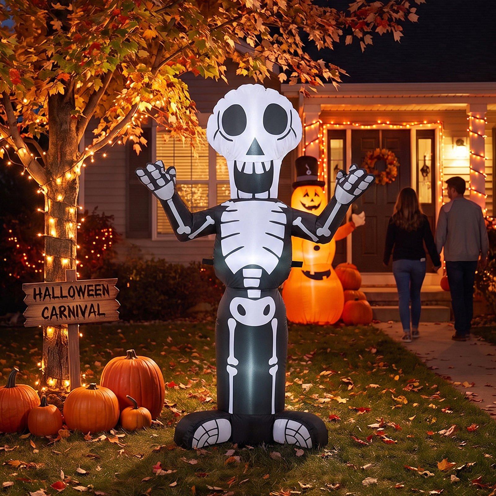 Black/White - LIFE IDEAS - 4 FT Halloween Inflatable Skeleton Decoration - 1