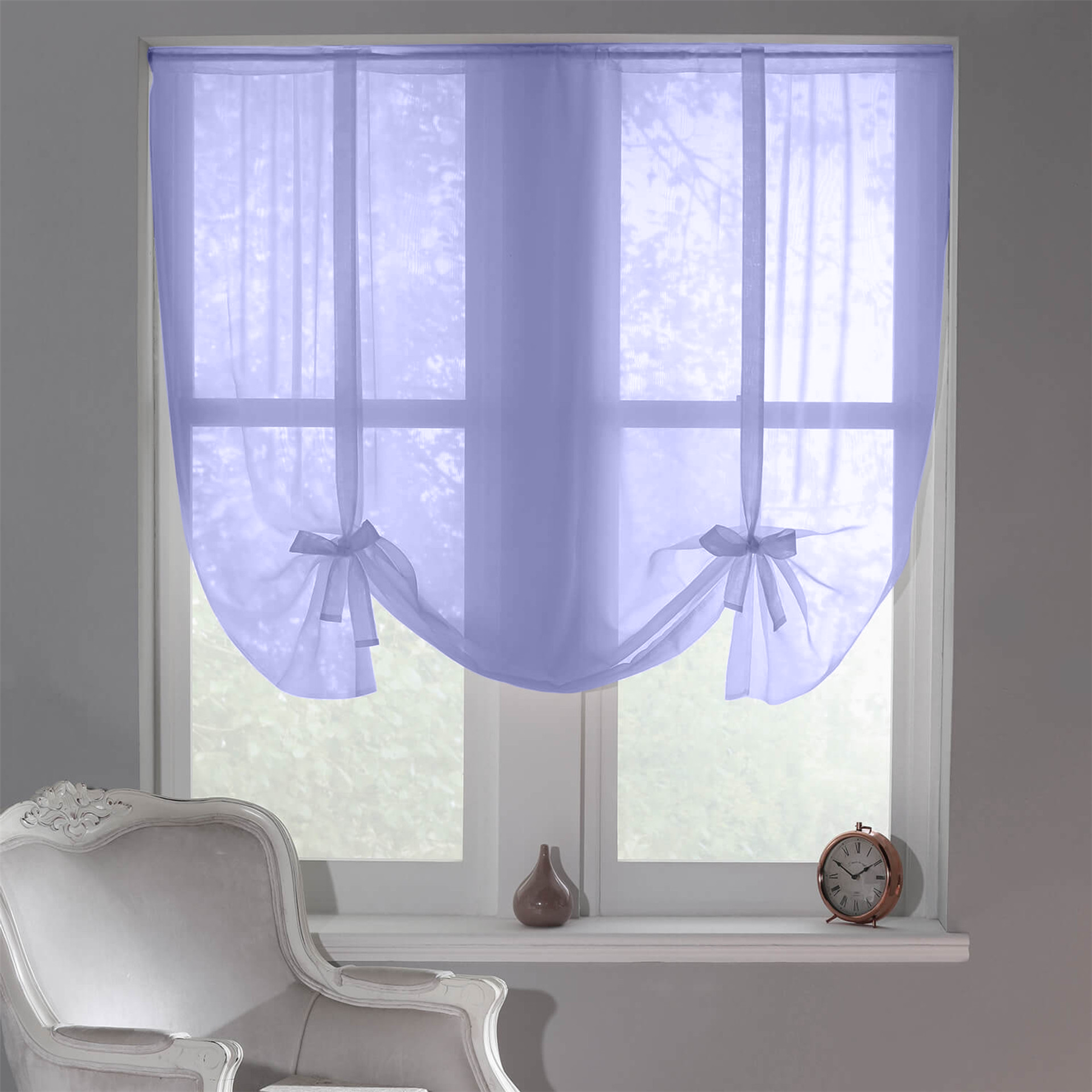 Alan Symonds Extra Wide Plain Voile Tie Up Blinds