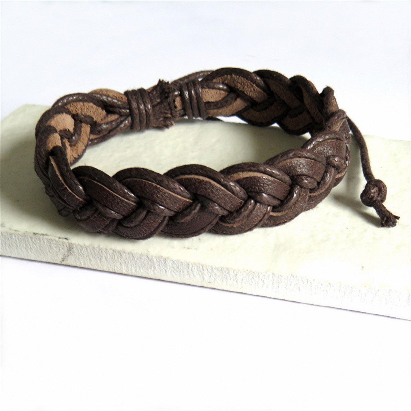 Brown - Aye Do Gifts - Mens Brown Pleated Leather Bracelet 5994-NP-MPLEAB - 1