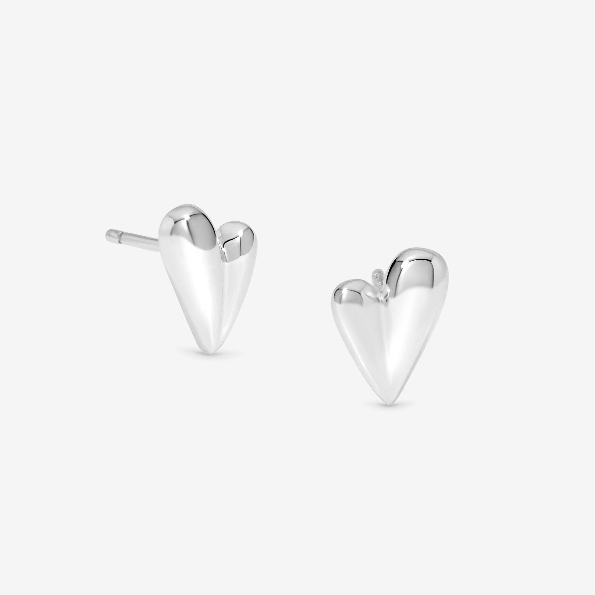 Simply Silver Sterling Silver 925 Polished Nugget Heart Studs