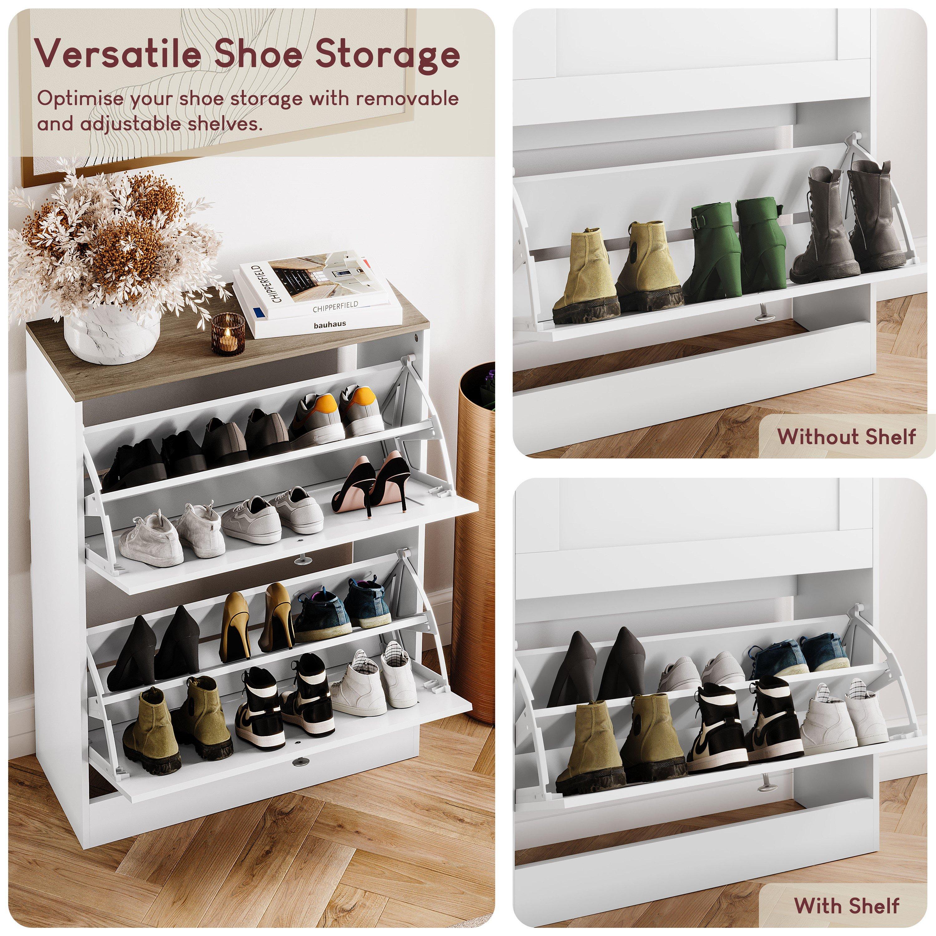 White & Oak - Lassic - Vida Designs 2 Drawer Shoe Cabinet - 3