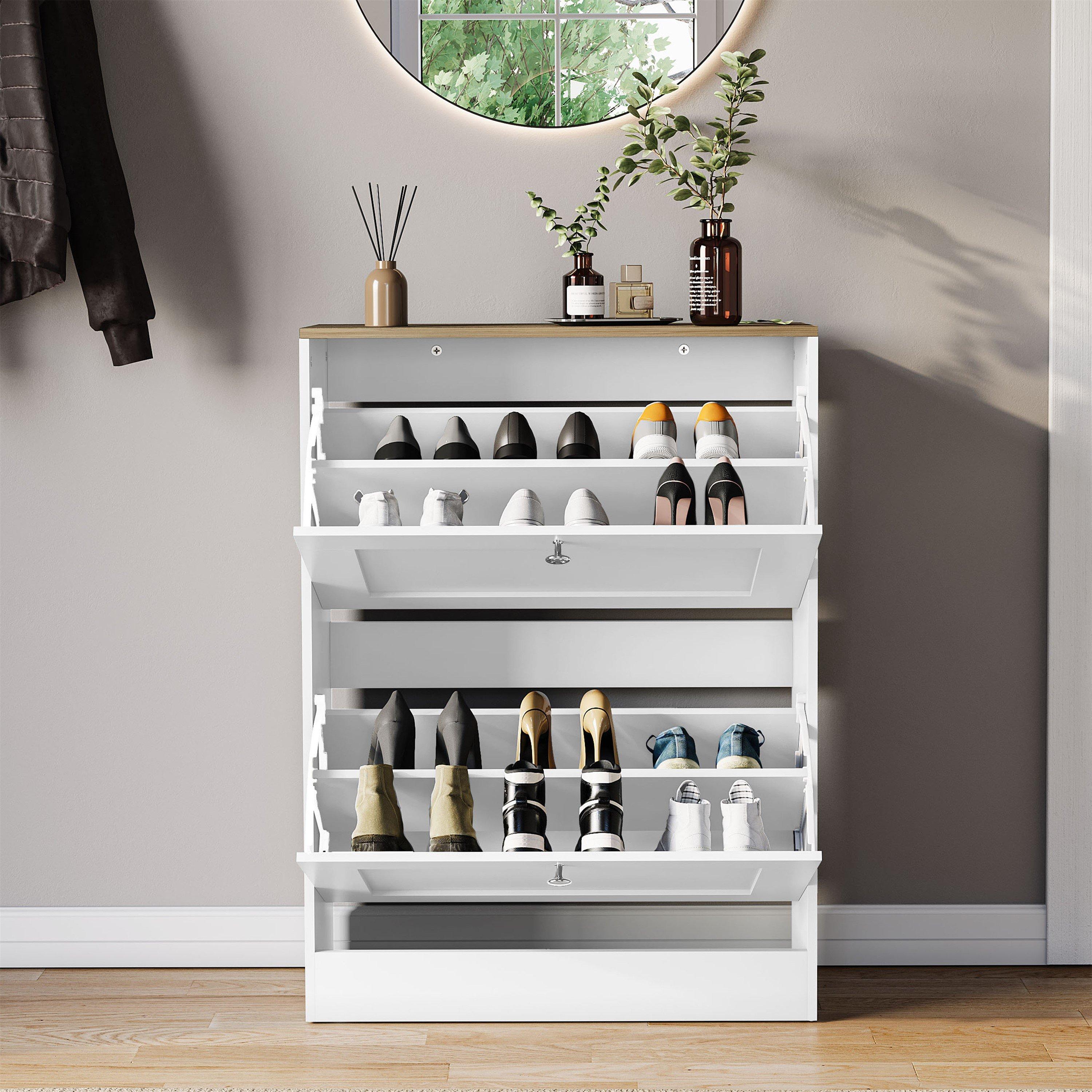 White & Oak - Lassic - Vida Designs 2 Drawer Shoe Cabinet - 5