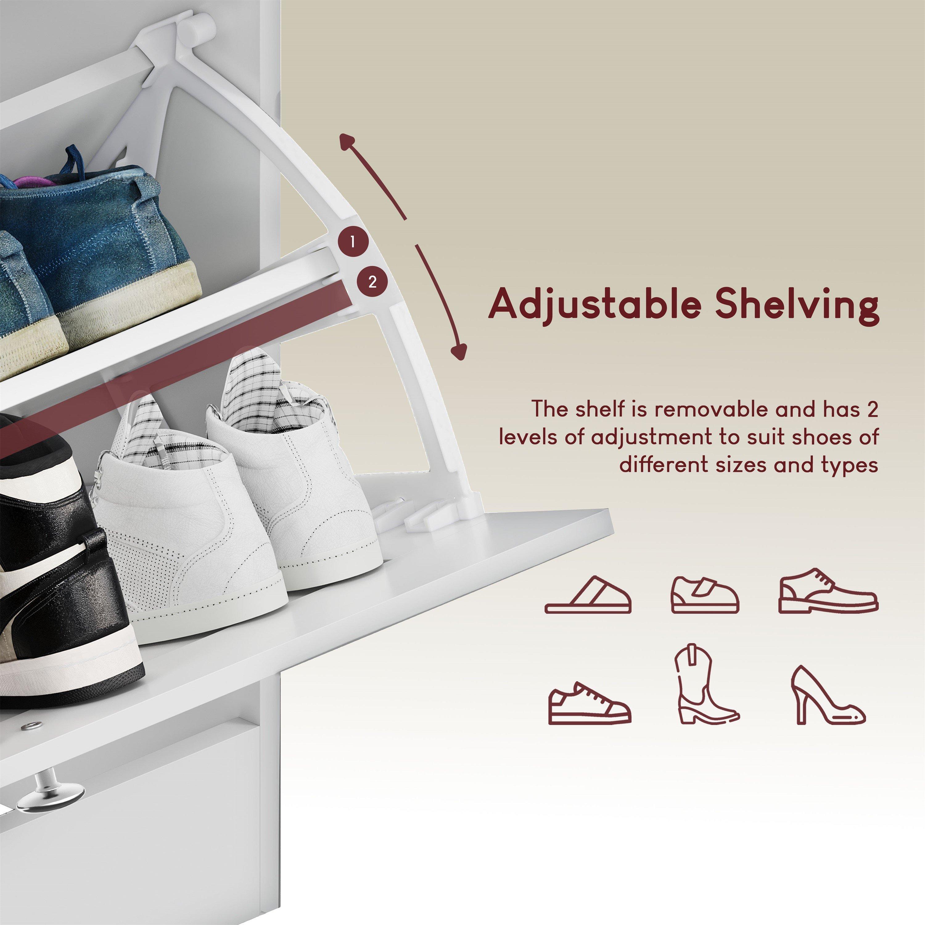 White & Oak - Lassic - Vida Designs 2 Drawer Shoe Cabinet - 6