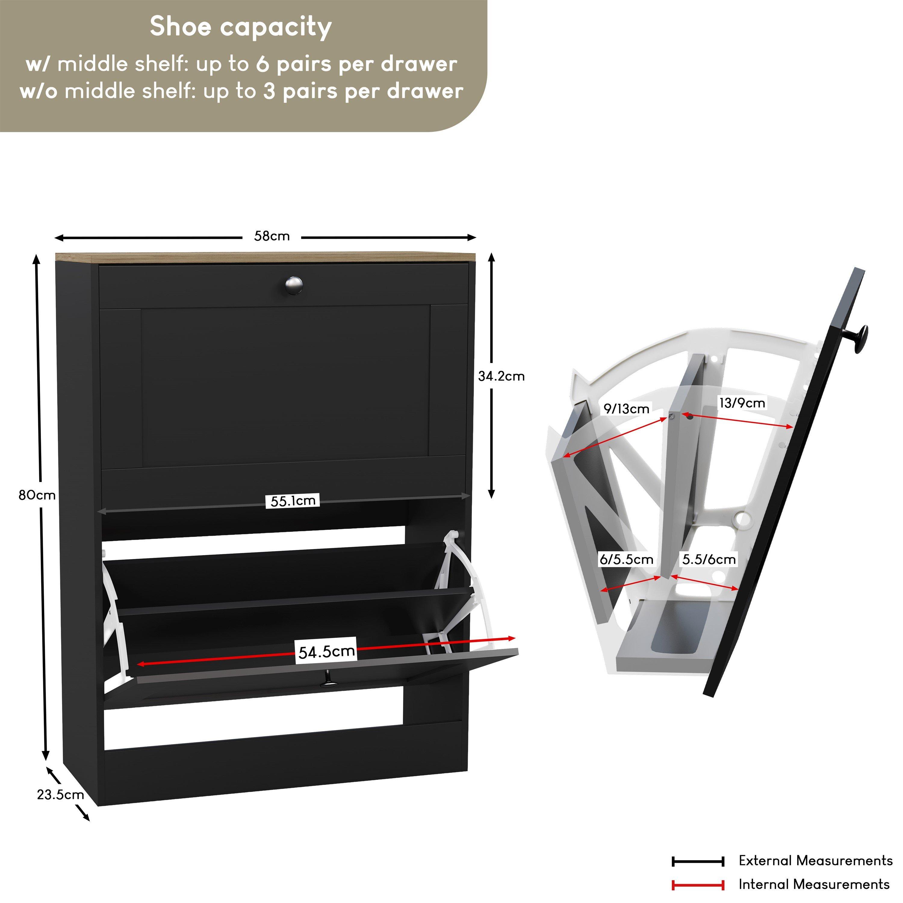 Black & Oak - Lassic - Vida Designs 2 Drawer Shoe Cabinet - 2