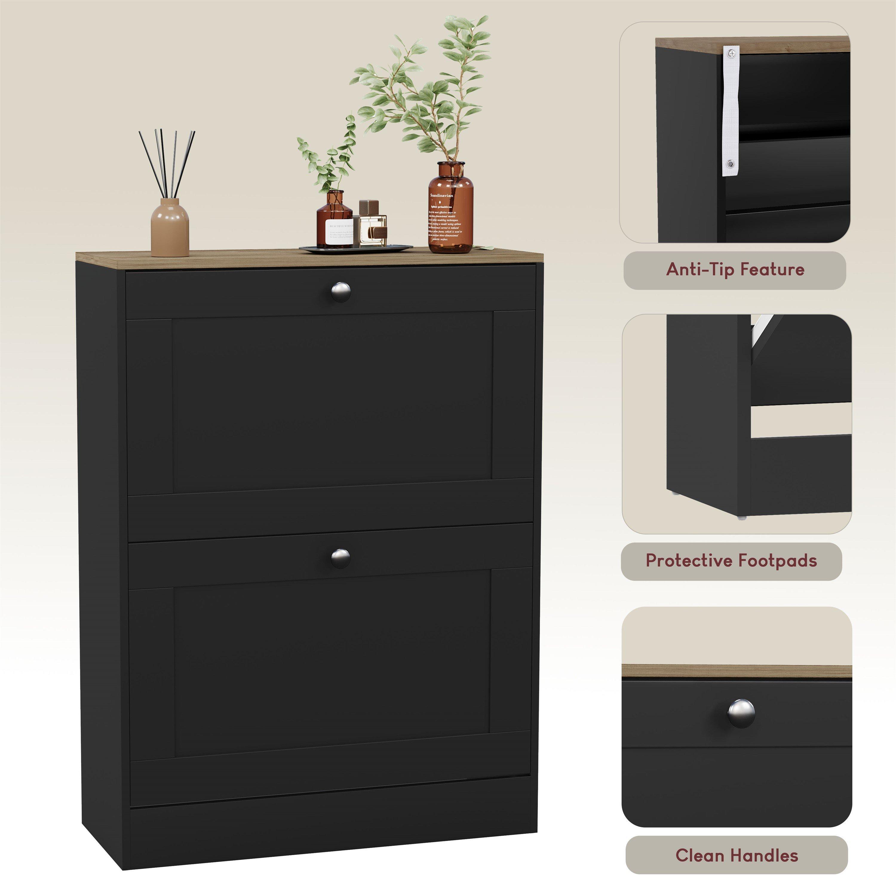 Black & Oak - Lassic - Vida Designs 2 Drawer Shoe Cabinet - 7
