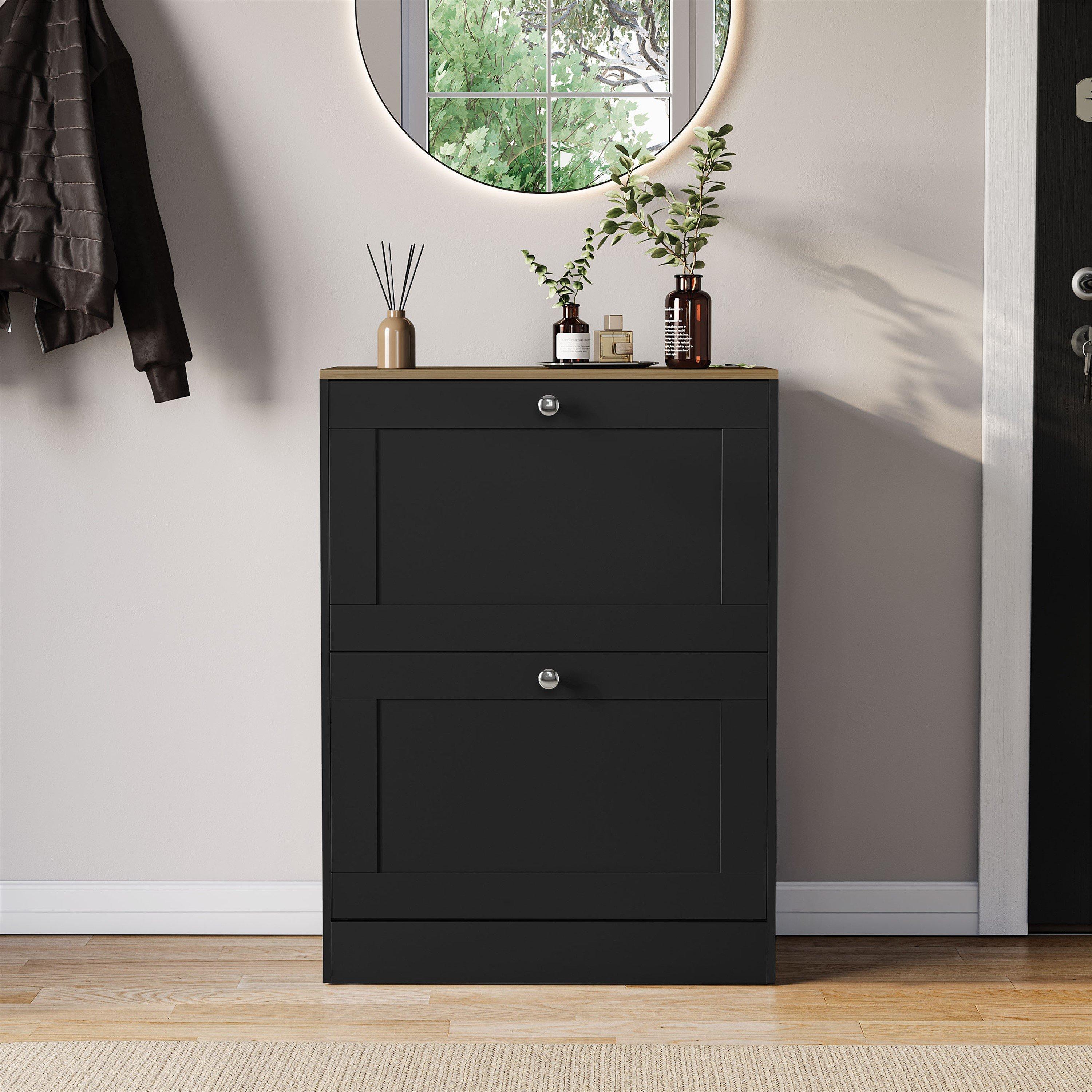 Black & Oak - Lassic - Vida Designs 2 Drawer Shoe Cabinet - 8