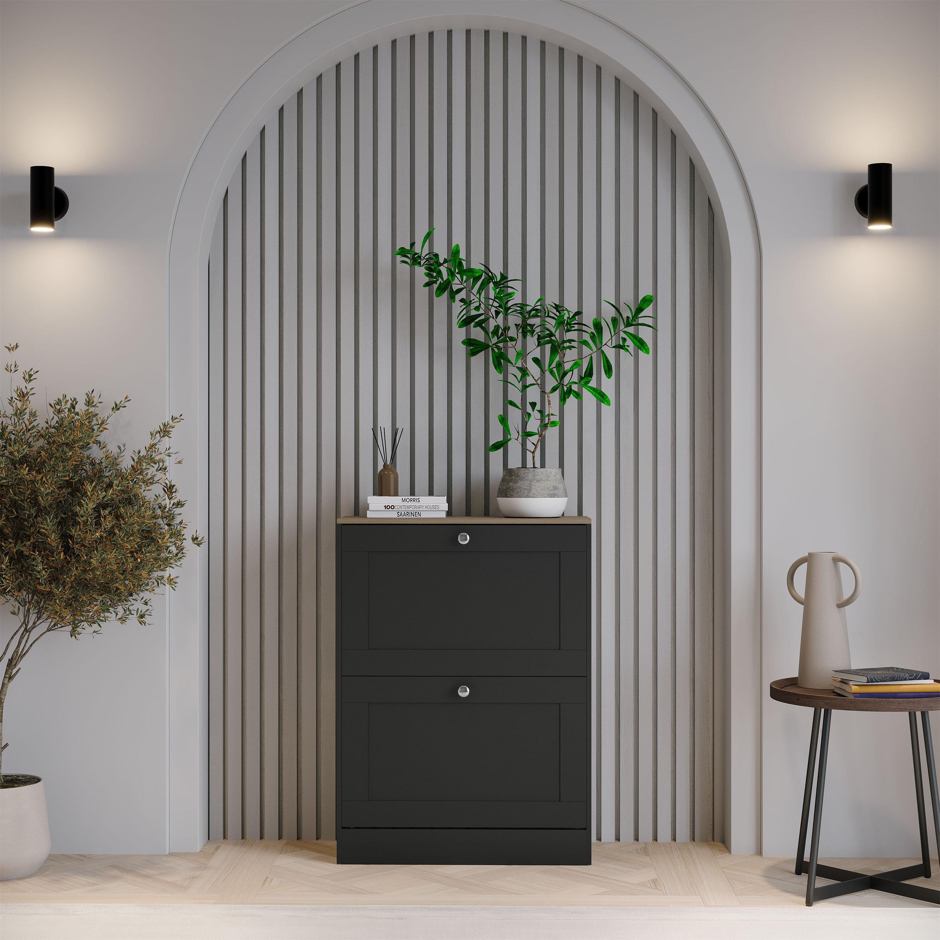 Black & Oak - Lassic - Vida Designs 2 Drawer Shoe Cabinet - 9