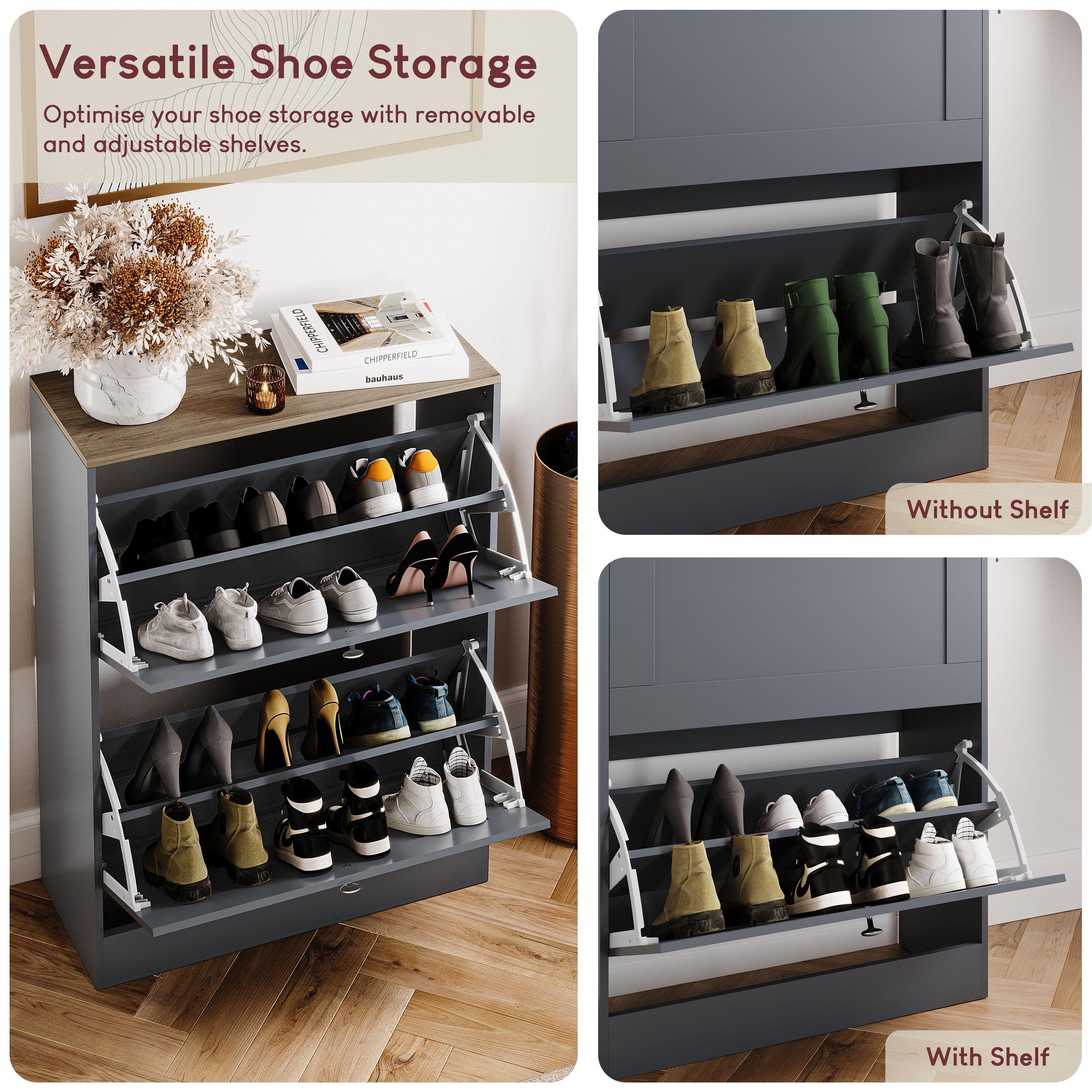 Grey & Oak - Lassic - Vida Designs 2 Drawer Shoe Cabinet - 3