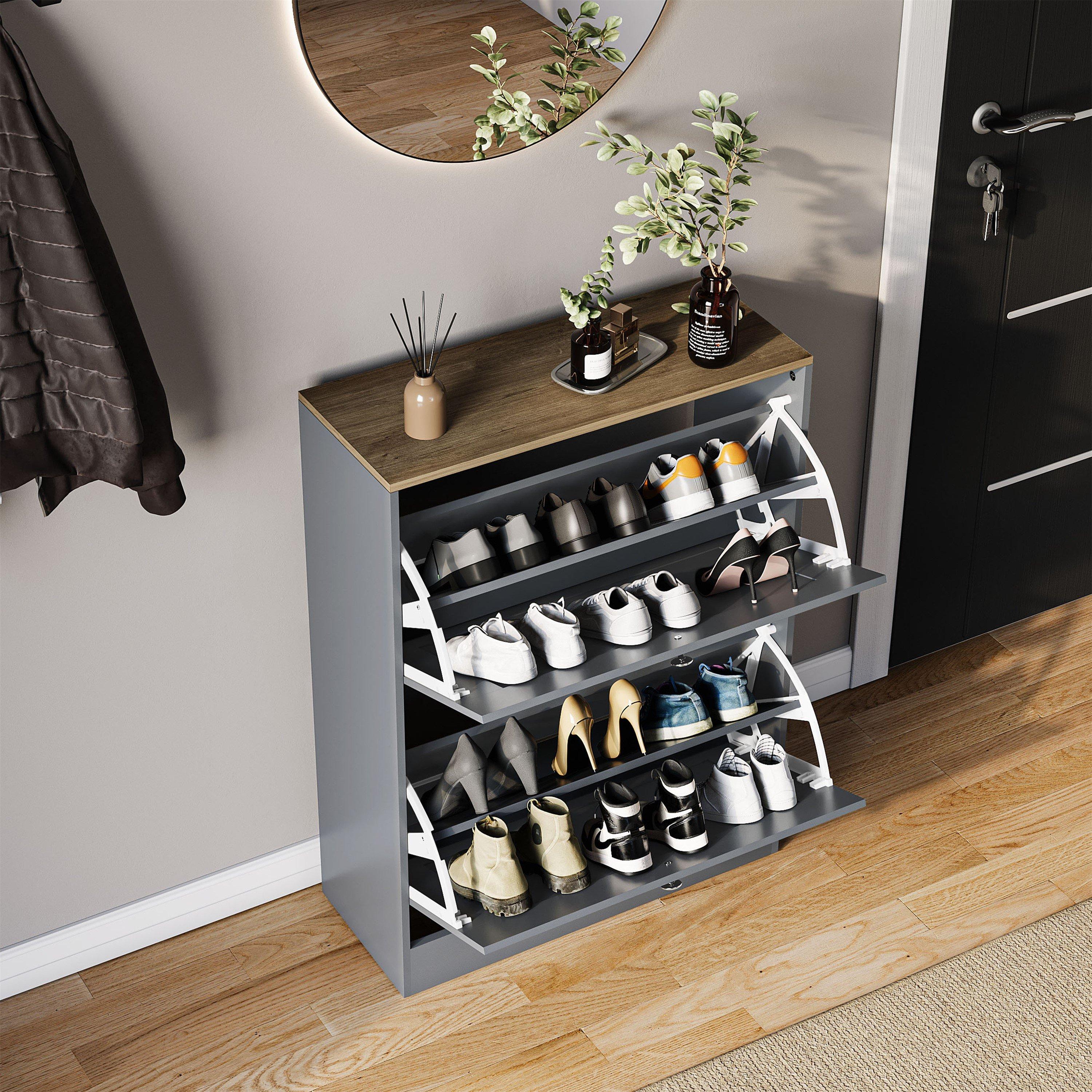 Grey & Oak - Lassic - Vida Designs 2 Drawer Shoe Cabinet - 4
