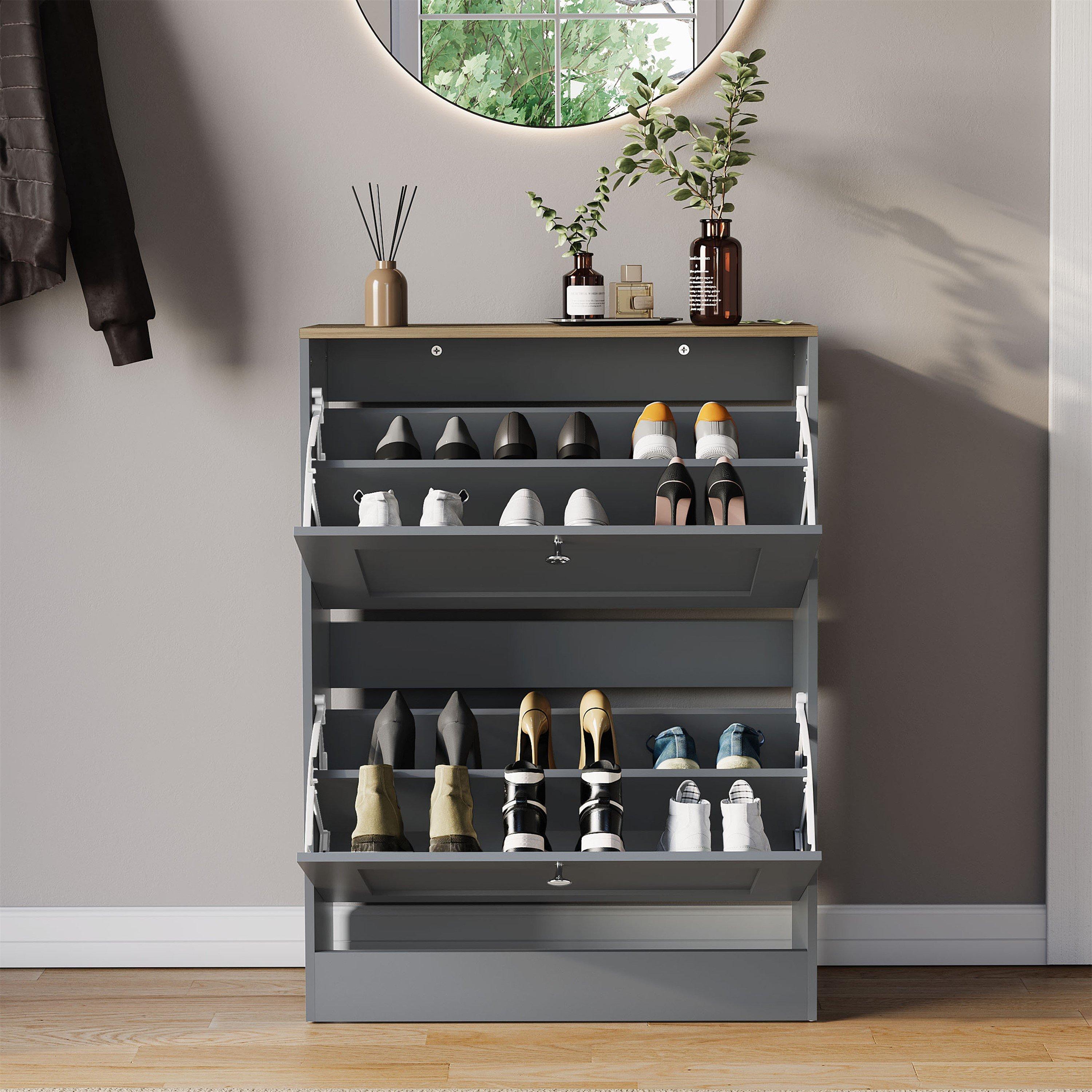 Grey & Oak - Lassic - Vida Designs 2 Drawer Shoe Cabinet - 5