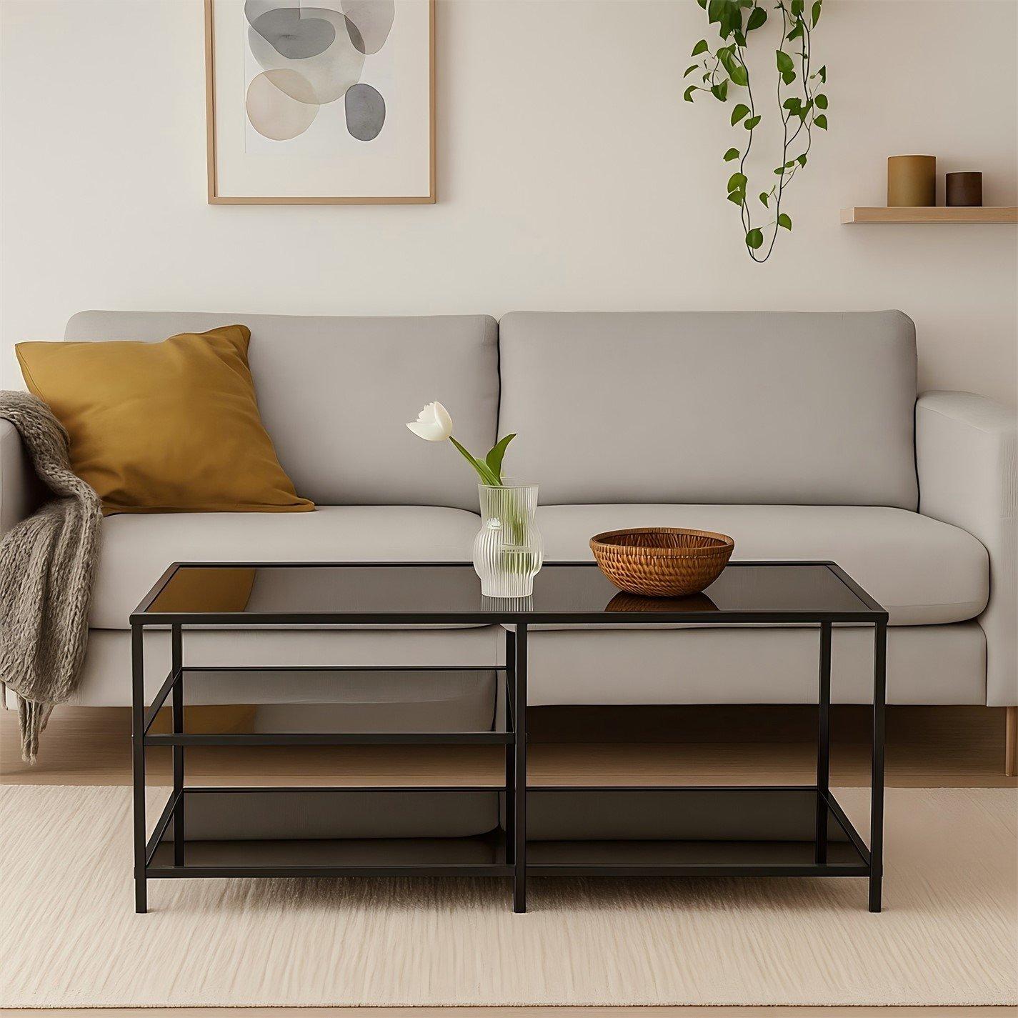 Transparent - Urban Meuble - Modern Black Glass Coffee Table - 1