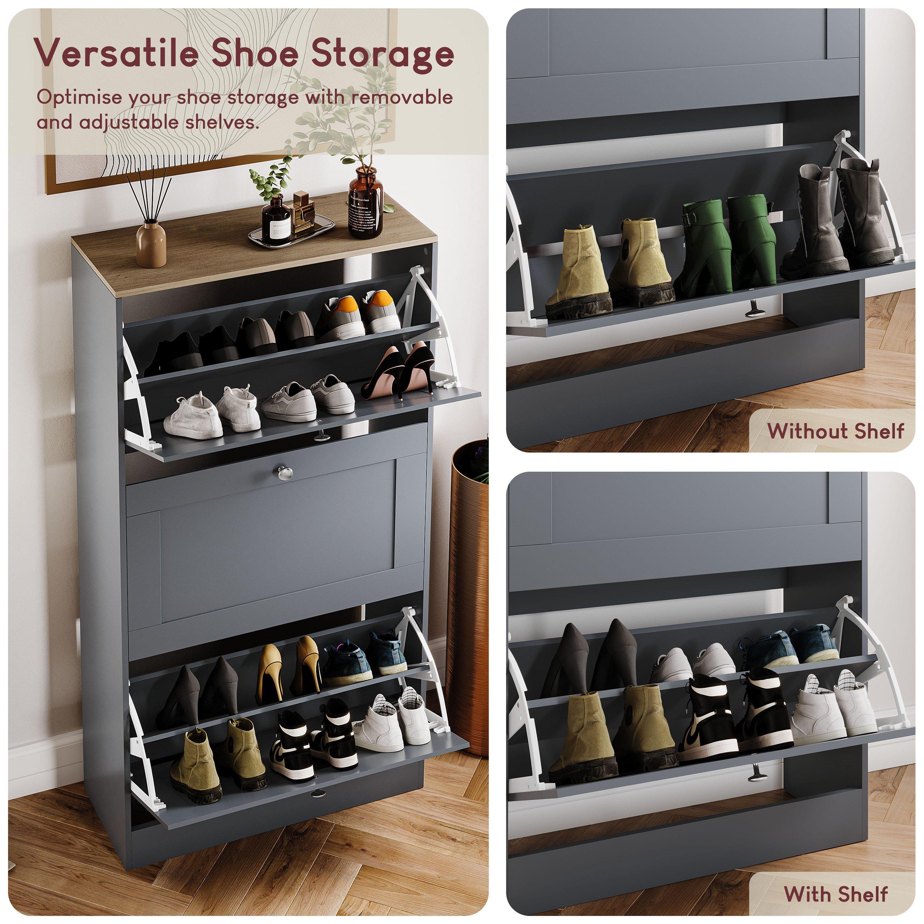Grey & Oak - Lassic - Vida Designs 3 Drawer Shoe Cabinet - 3