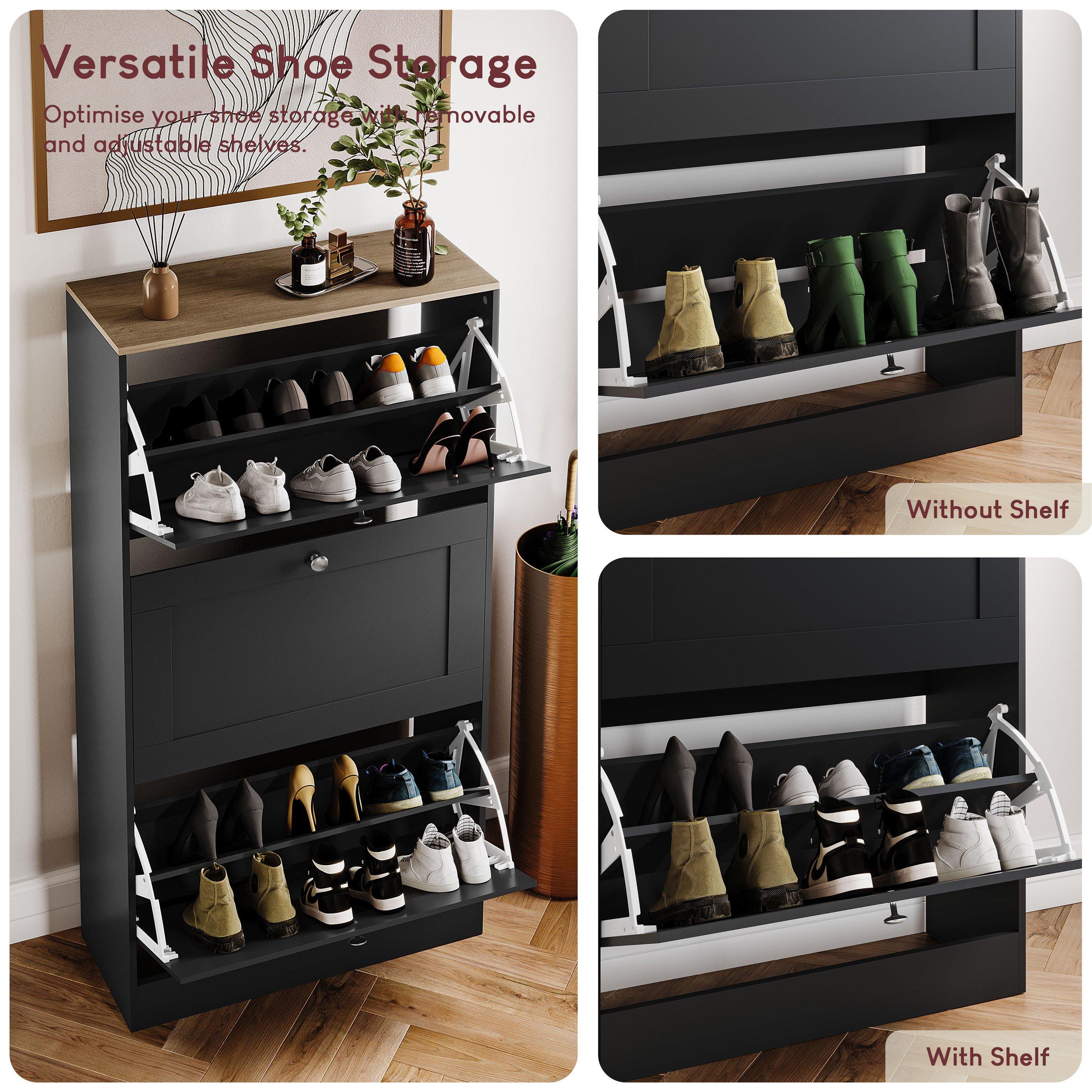 Black & Oak - Lassic - Vida Designs 3 Drawer Shoe Cabinet - 3