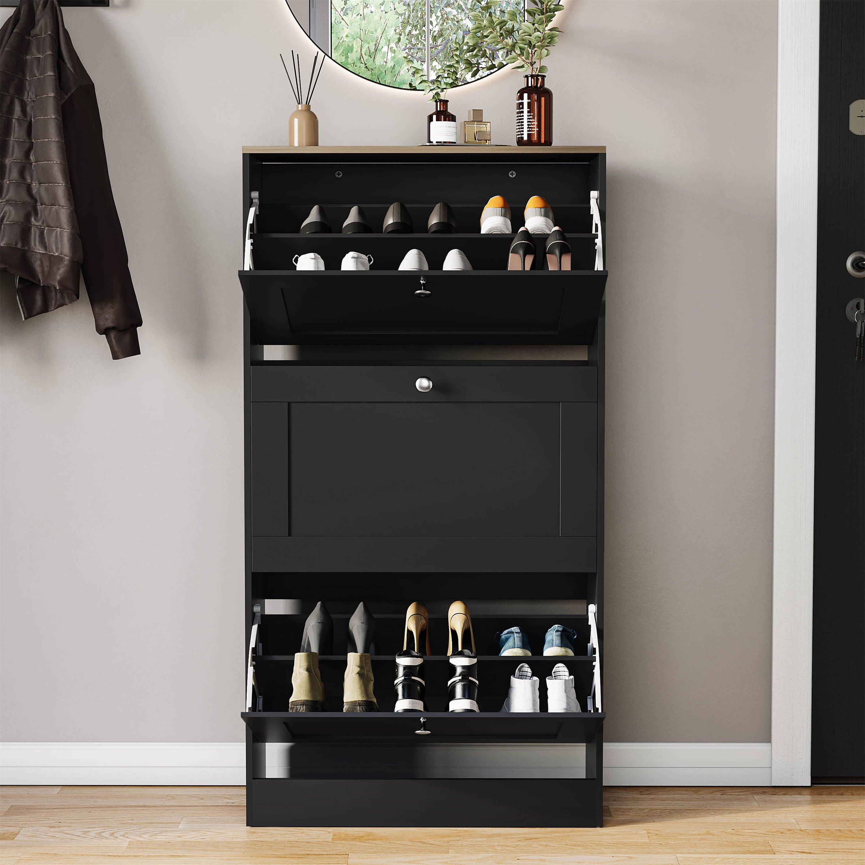 Black & Oak - Lassic - Vida Designs 3 Drawer Shoe Cabinet - 5