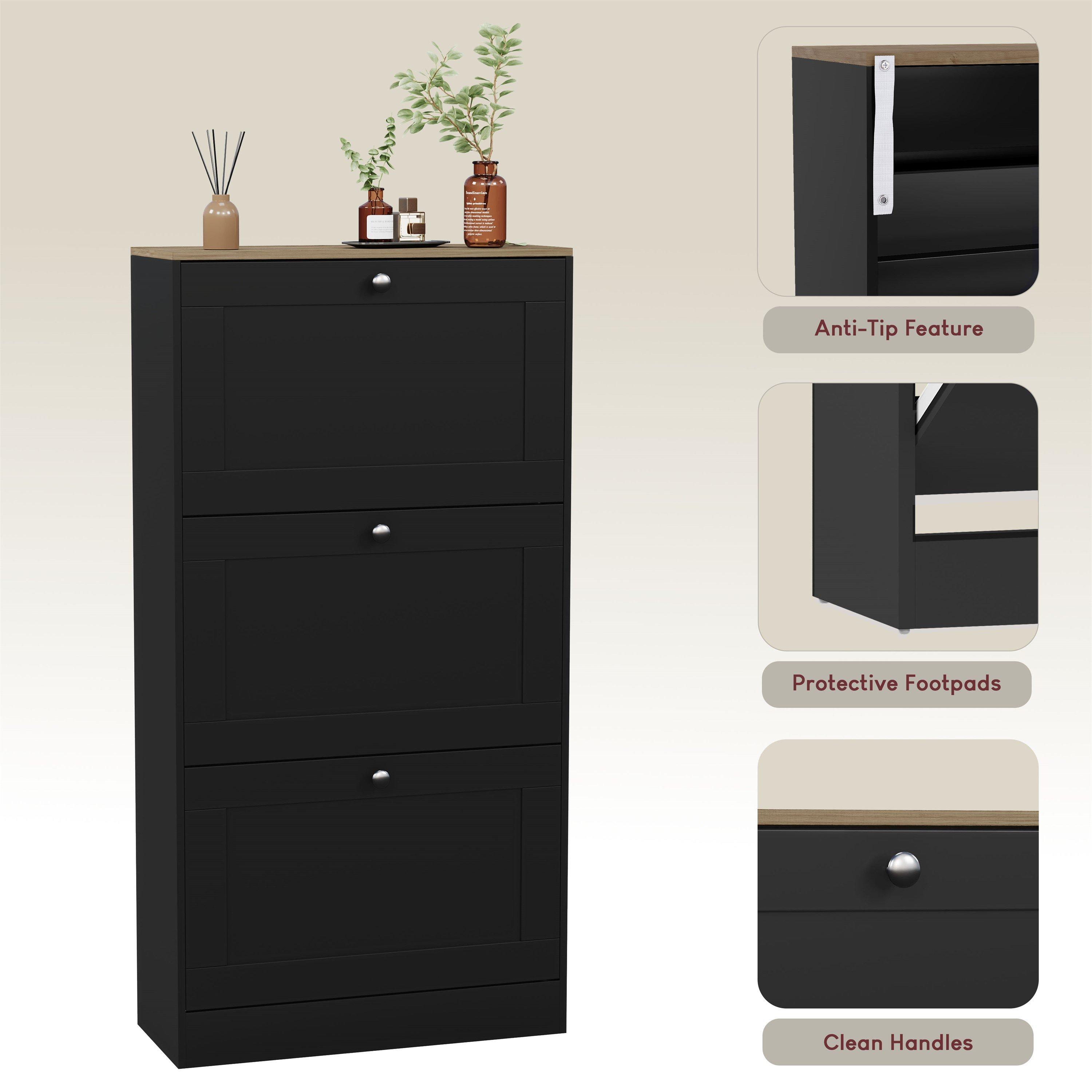 Black & Oak - Lassic - Vida Designs 3 Drawer Shoe Cabinet - 7
