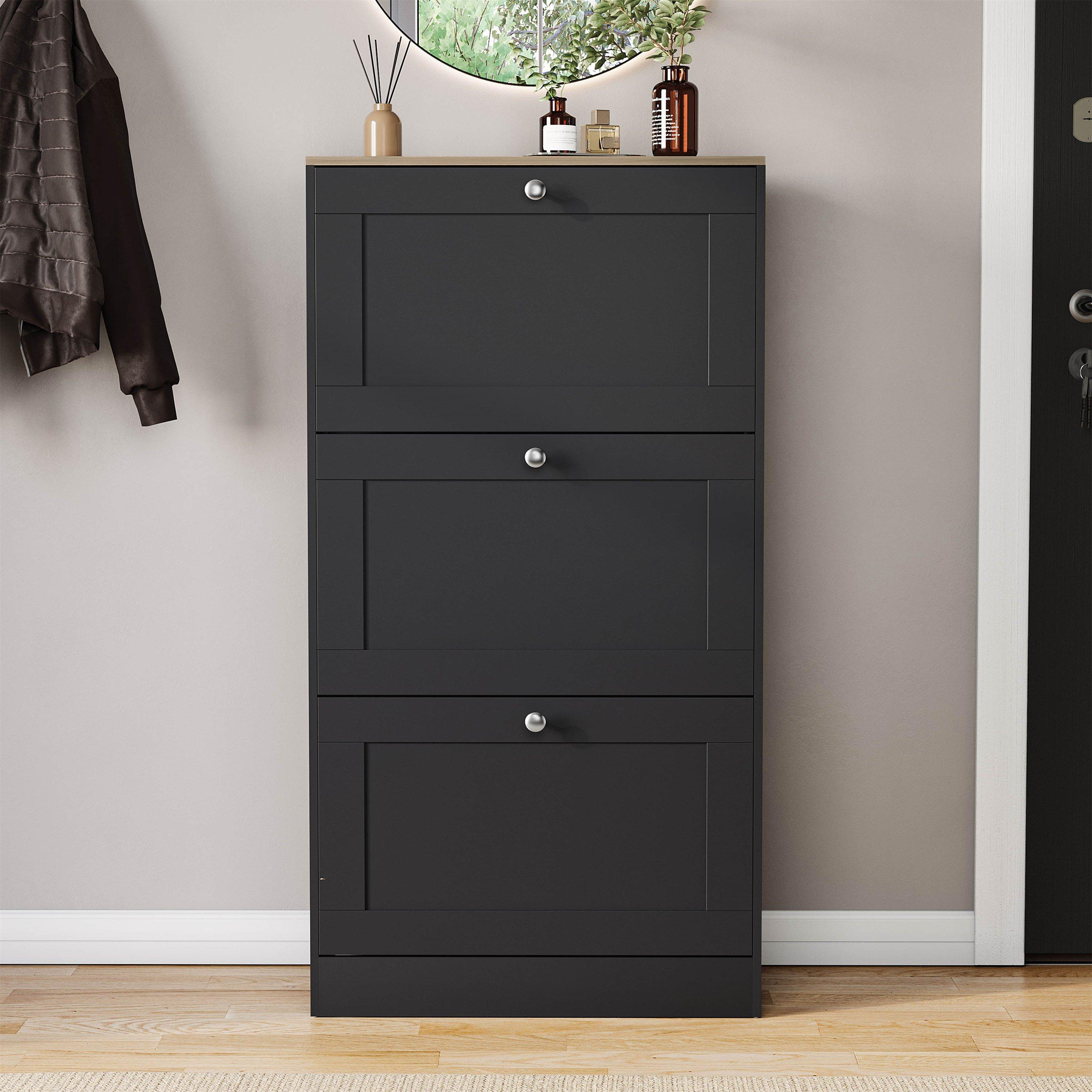 Black & Oak - Lassic - Vida Designs 3 Drawer Shoe Cabinet - 8
