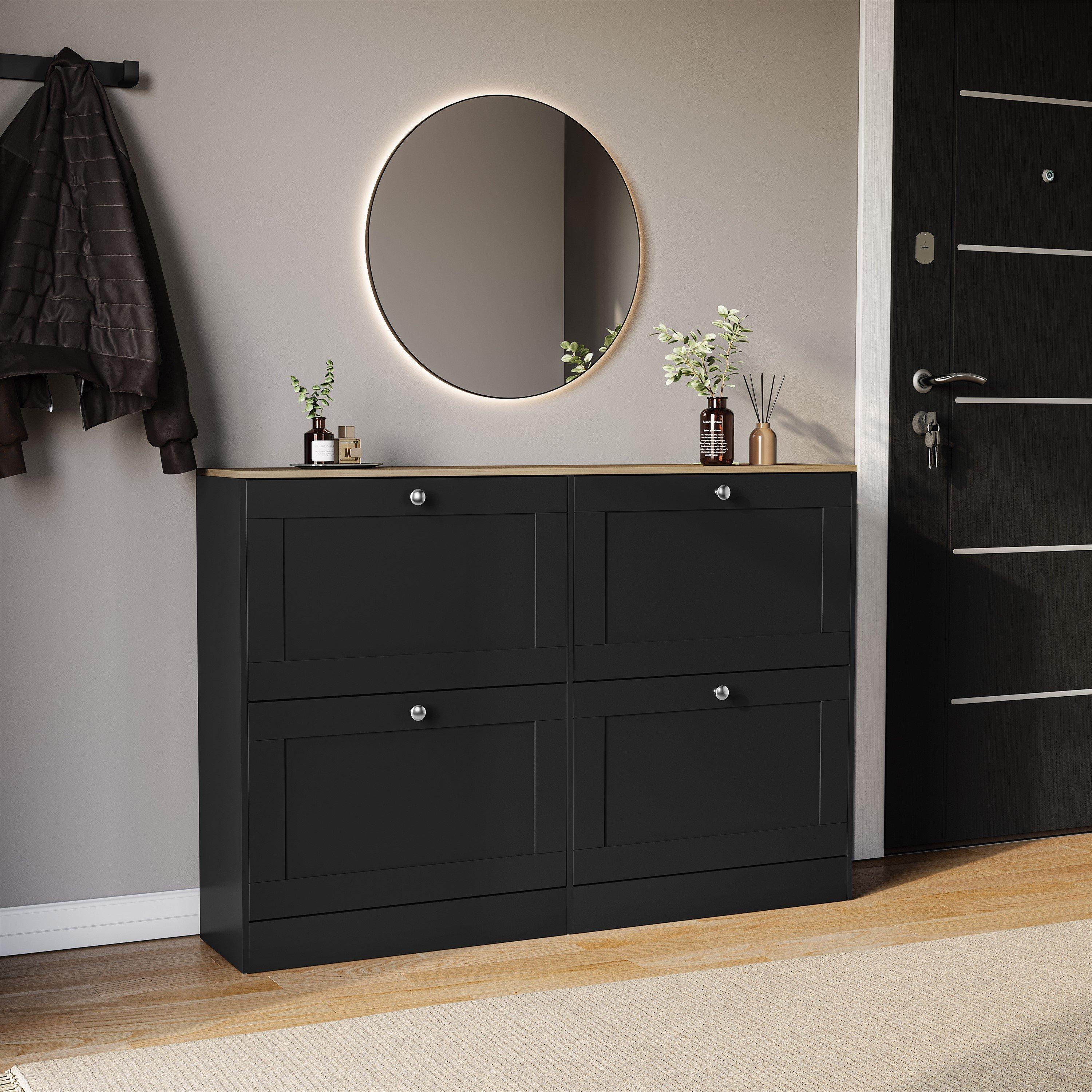 Black & Oak - Lassic - Vida Designs 4 Drawer Shoe Cabinet - 1
