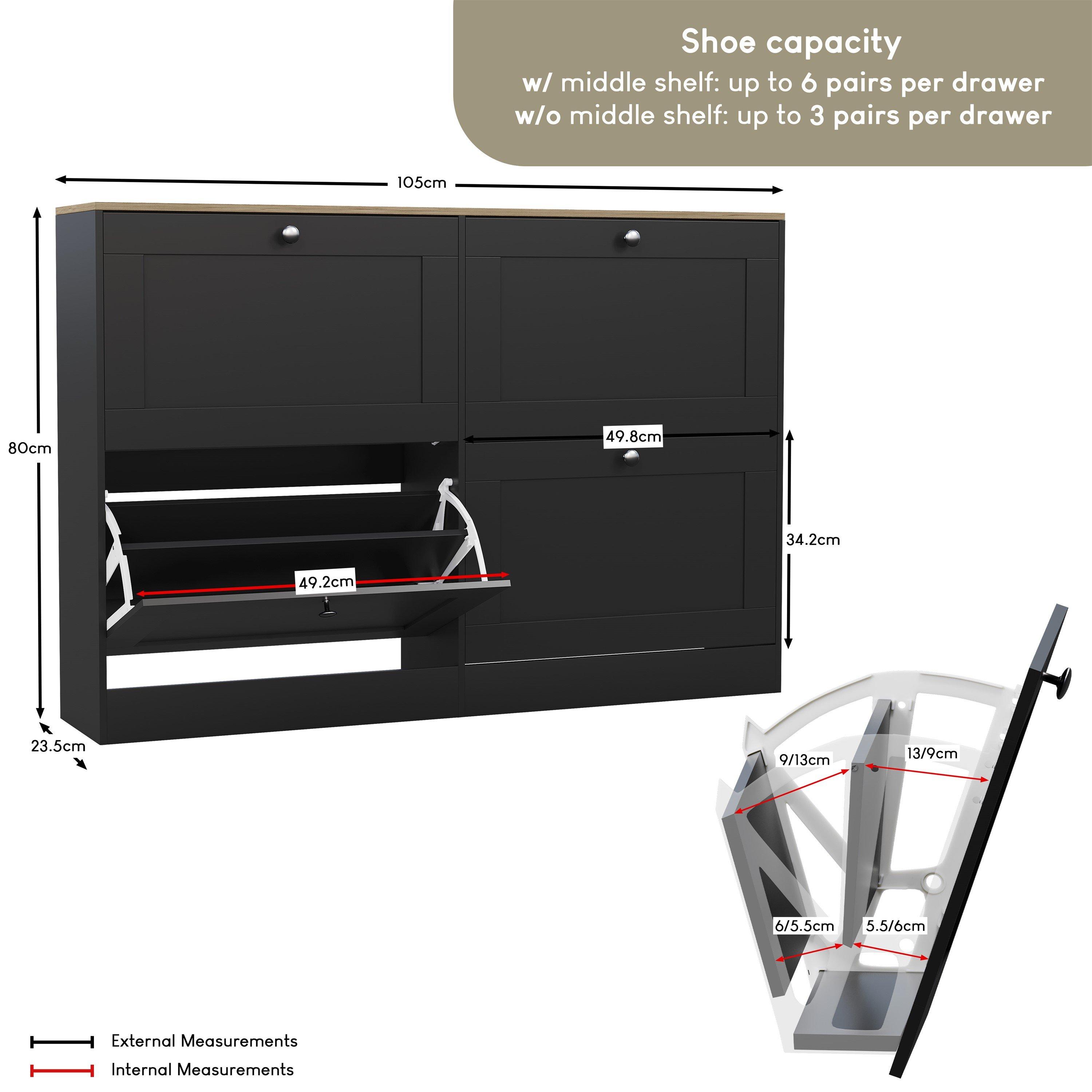 Black & Oak - Lassic - Vida Designs 4 Drawer Shoe Cabinet - 2