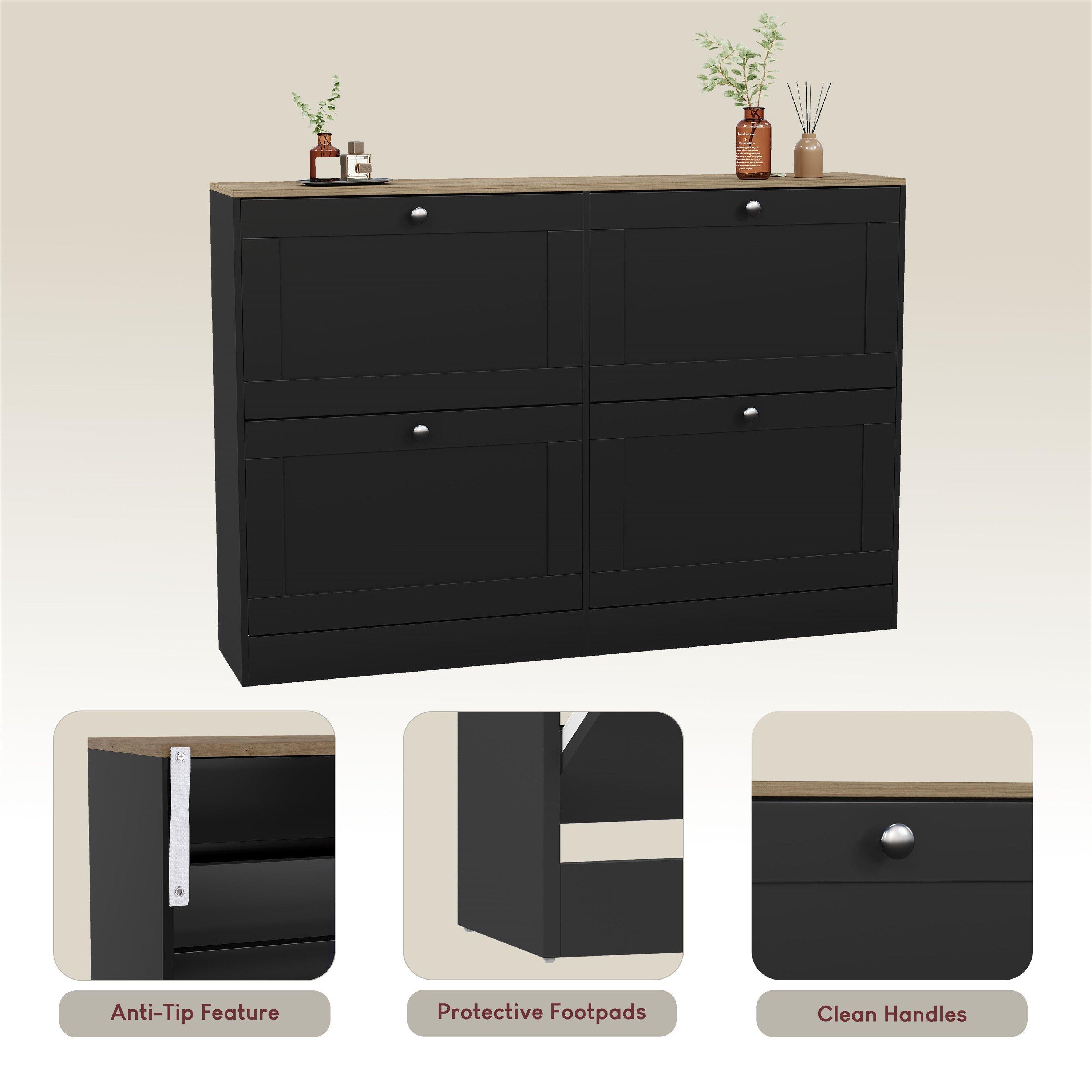 Black & Oak - Lassic - Vida Designs 4 Drawer Shoe Cabinet - 7