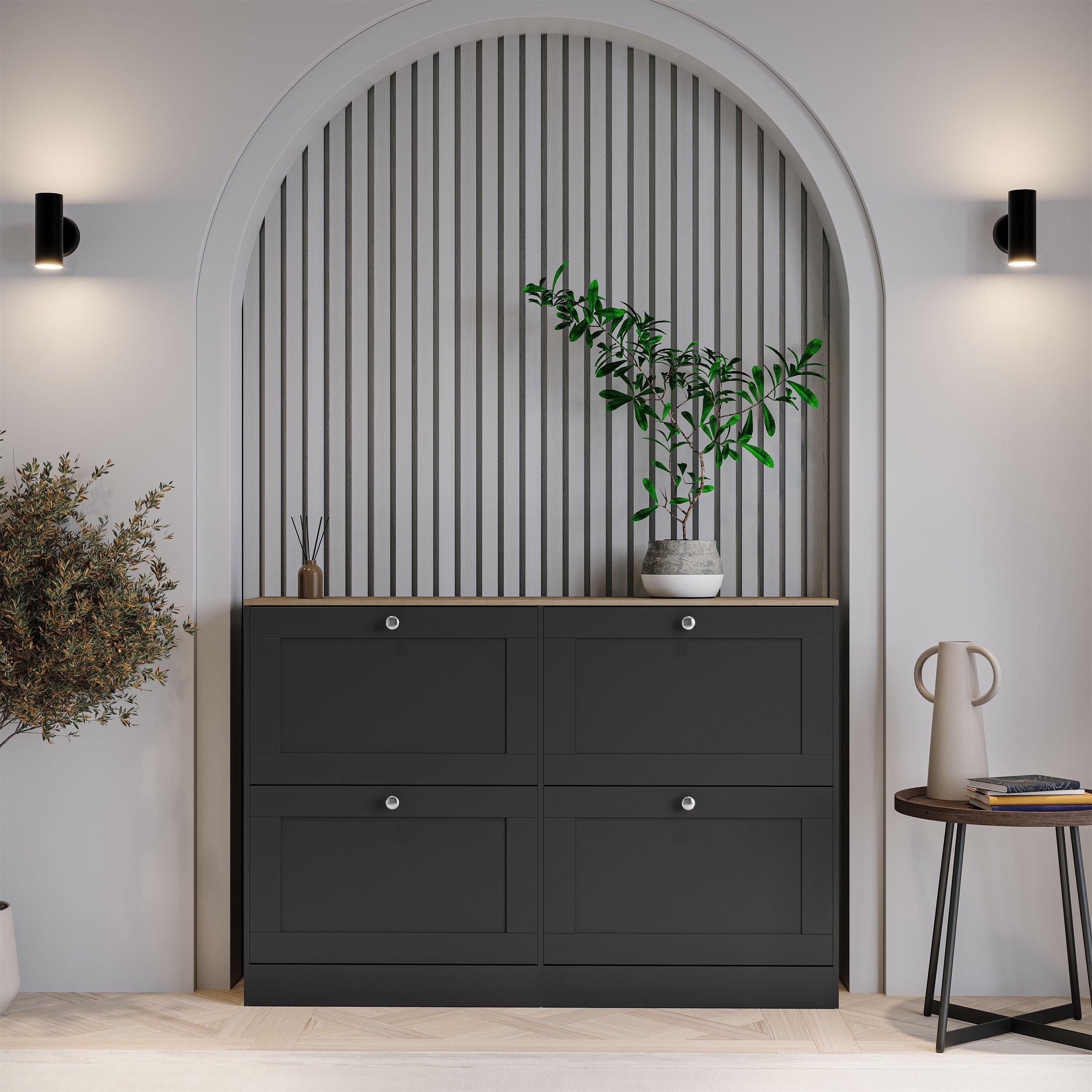 Black & Oak - Lassic - Vida Designs 4 Drawer Shoe Cabinet - 9