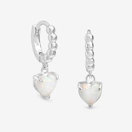 Simply Silver Sterling Silver 925 Polished Opal Heart Hoops