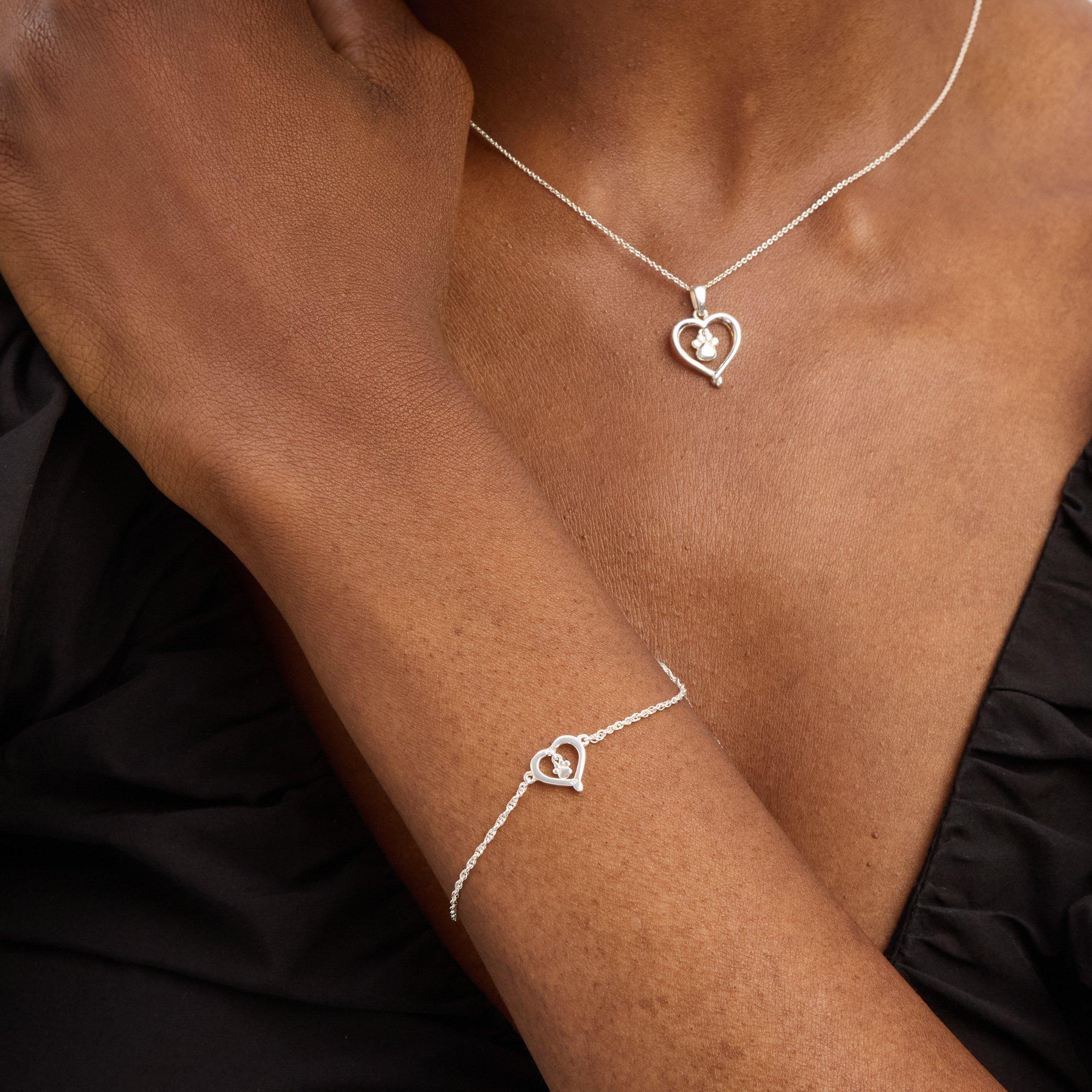 Silver - Simply Silver - Sterling Silver 925 Polished Paw print Bracelet - 2