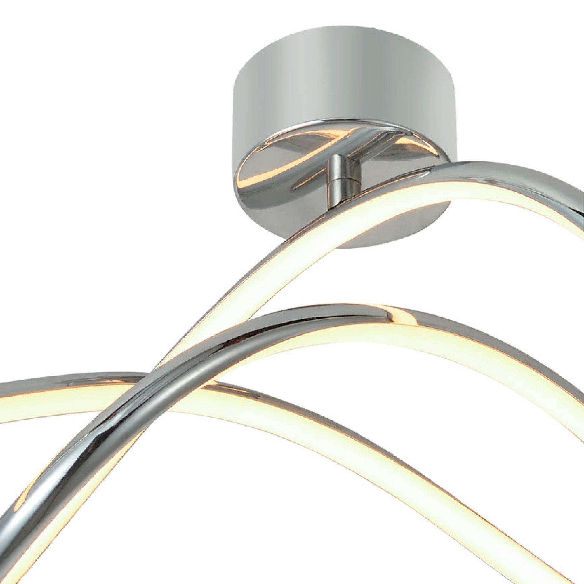 Chrome - Nestwell - Swirl Design Semi-Flush LED Ceiling Light - 3