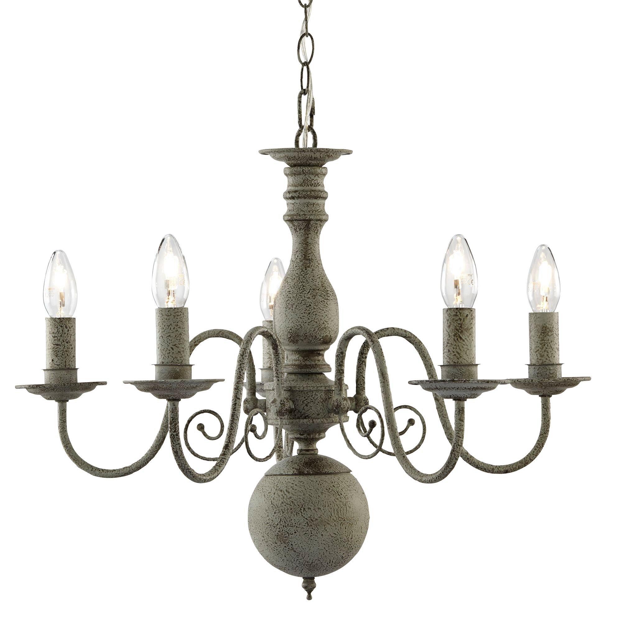 Grey - Lighting Collection - Versaille  5Lt Pendant - Textured Grey Metal - 2