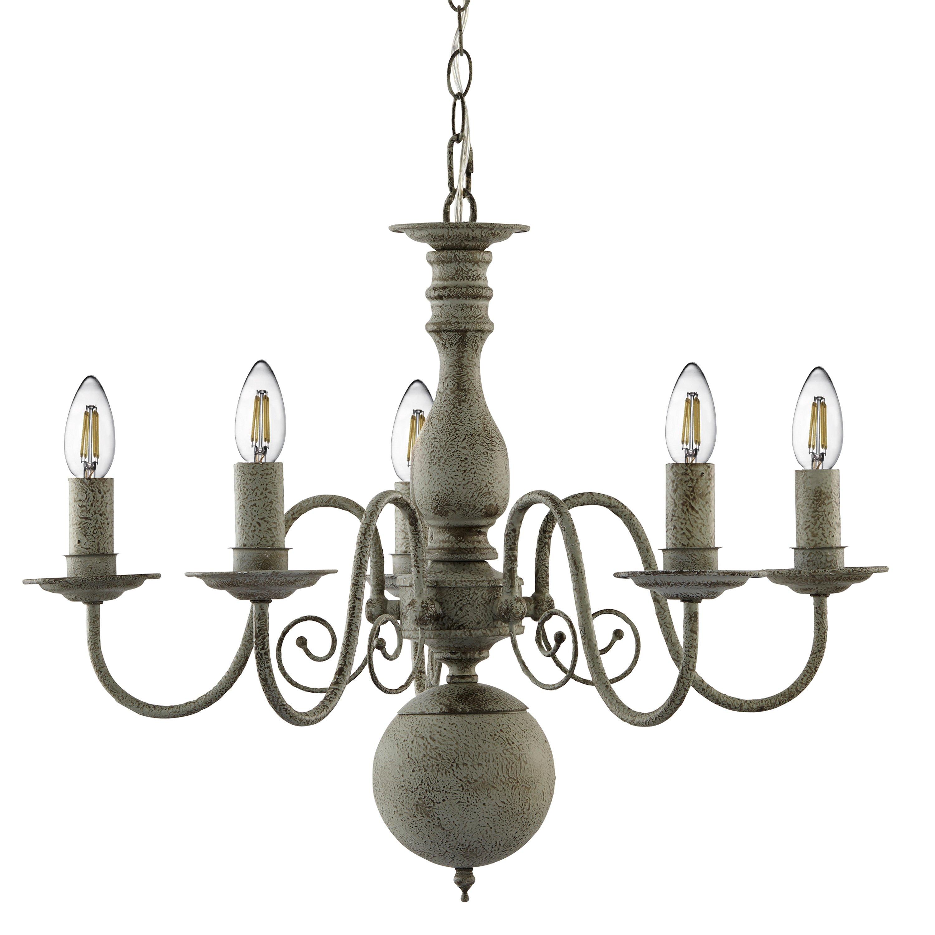 Grey - Lighting Collection - Versaille  5Lt Pendant - Textured Grey Metal - 3
