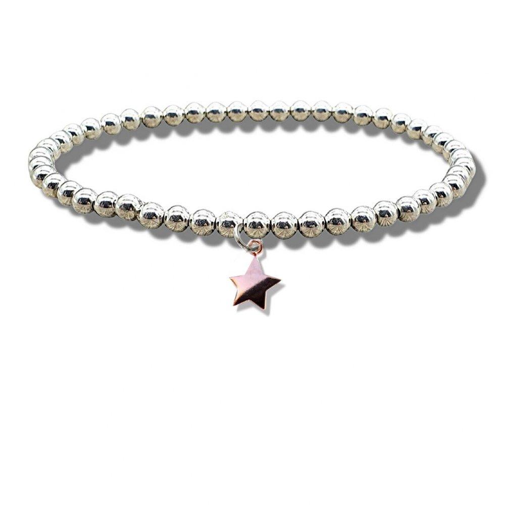 Rose Gold - Aye Do Gifts - Mini Rose Gold Star on Silver Beaded Bracelet 7477 - 1