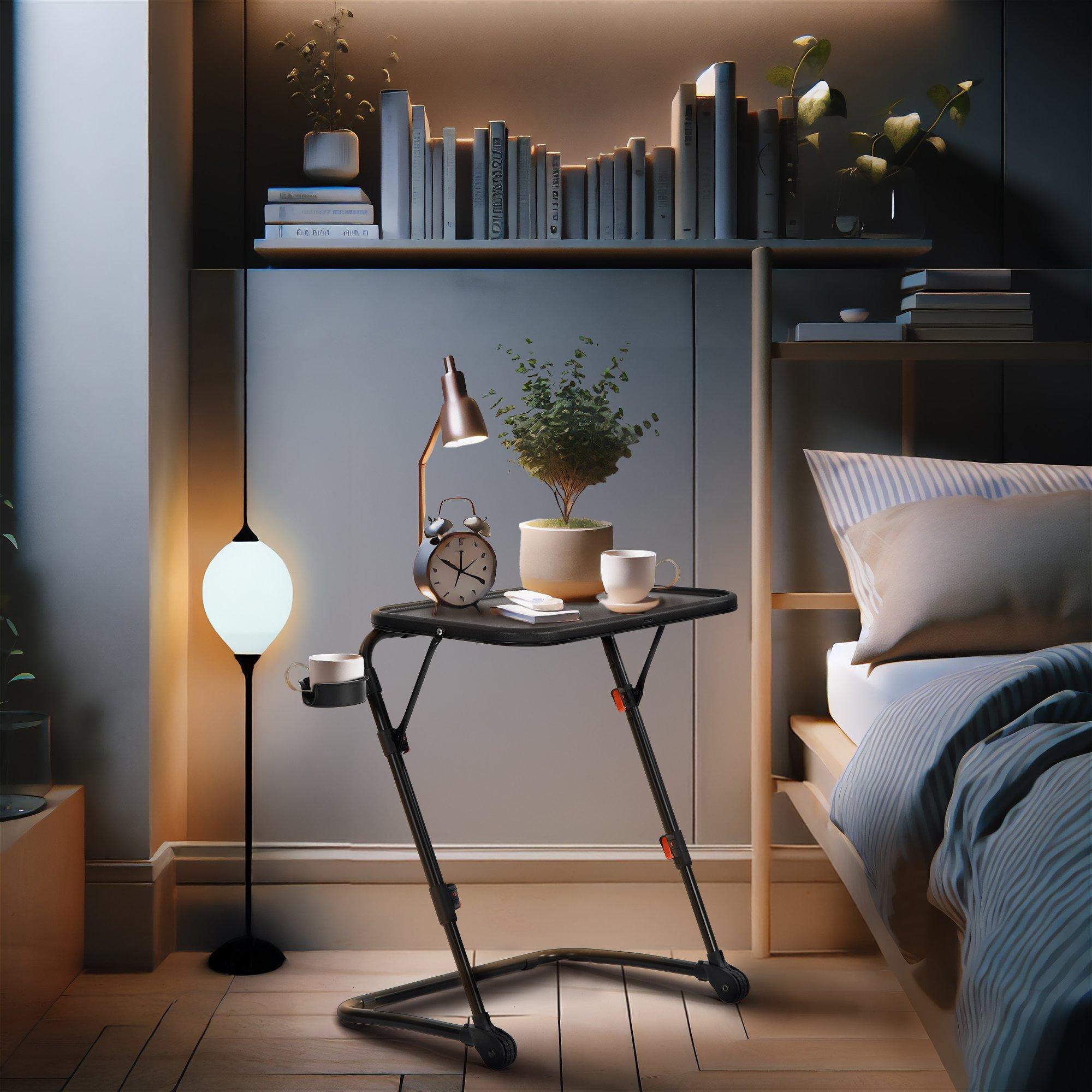 Black - Urban Meuble - Folding Bedside Table with Adjustable Height - 2