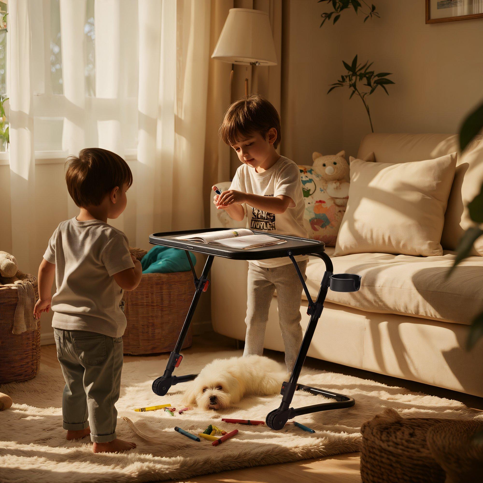 Black - Urban Meuble - Folding Bedside Table with Adjustable Height - 3