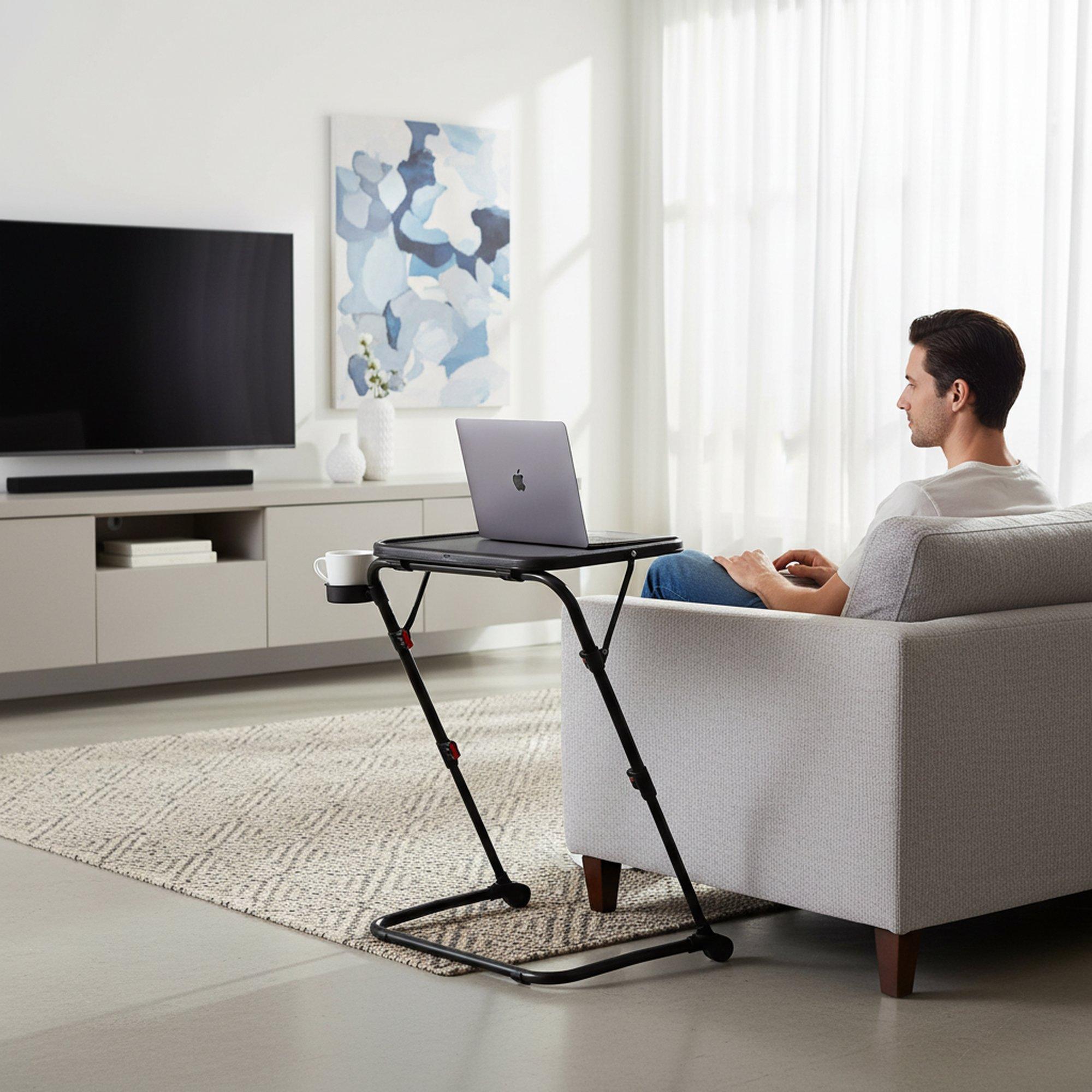 Black - Urban Meuble - Folding Bedside Table with Adjustable Height - 4