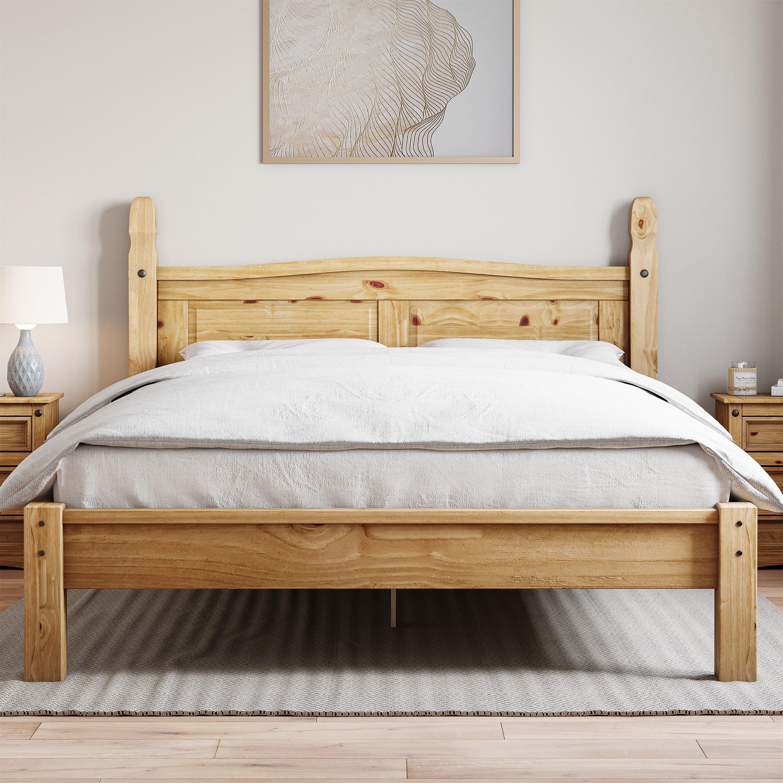 Pine - Lassic - Corona Low Foot Double Wooden Bed & Mattress Set - 3