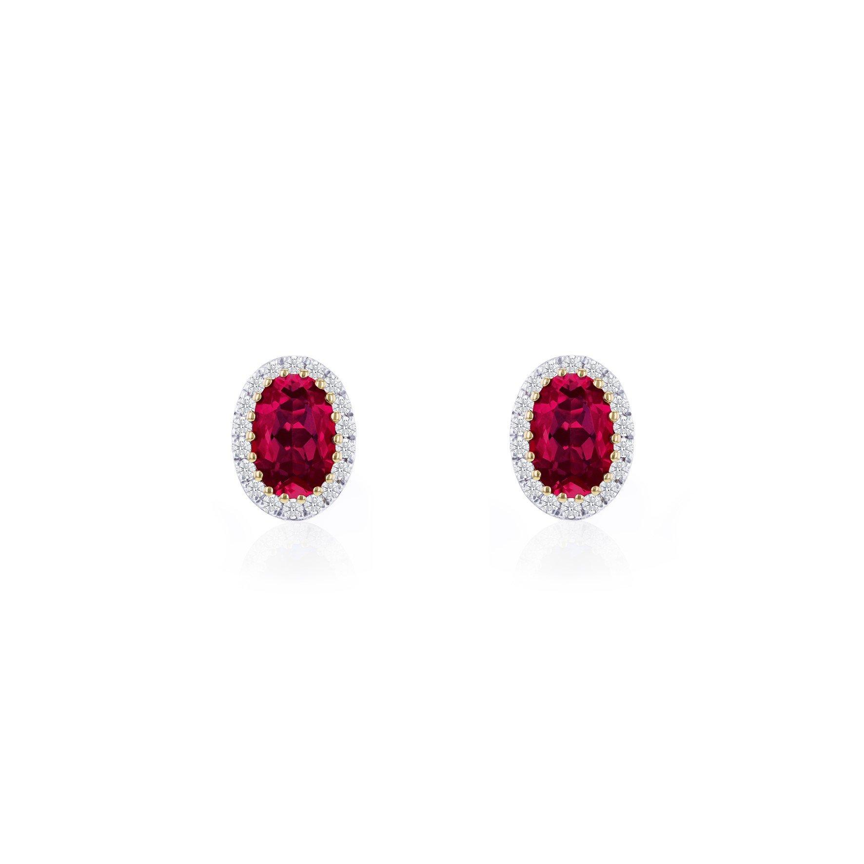 Yellow Gold - Be You - 9ct Gold Lab Created Diamonds & Ruby Stud Earring - 1