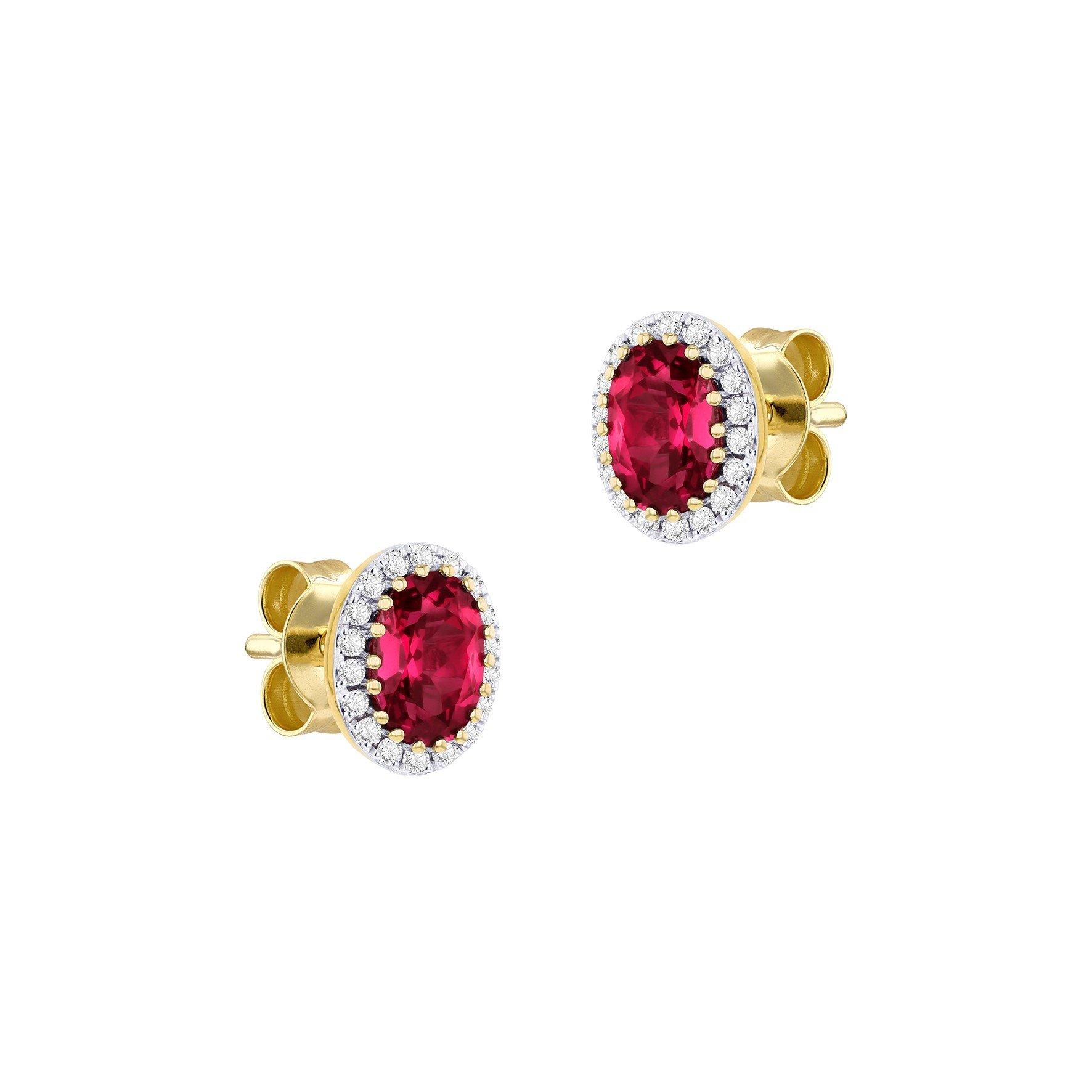 Yellow Gold - Be You - 9ct Gold Lab Created Diamonds & Ruby Stud Earring - 2