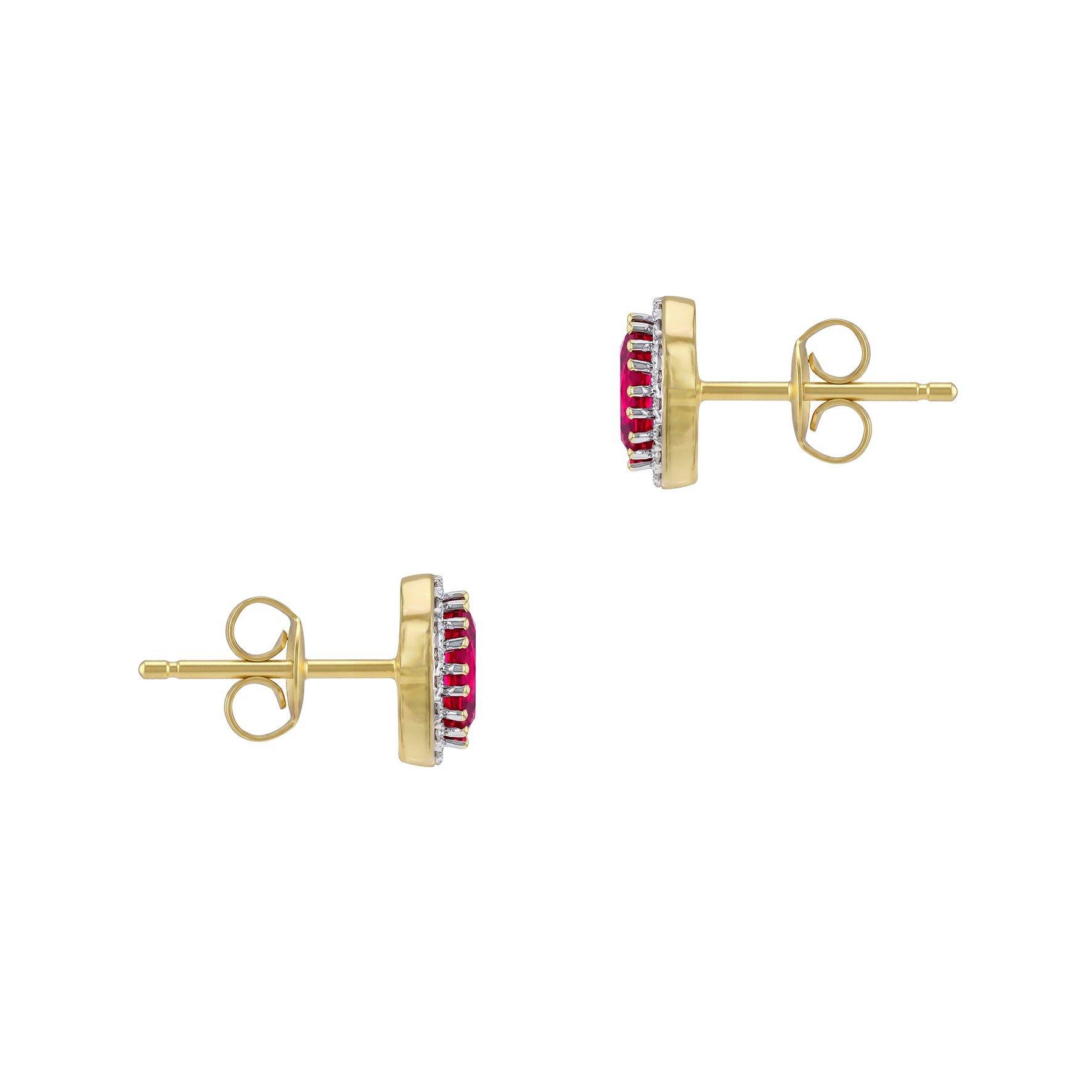 Yellow Gold - Be You - 9ct Gold Lab Created Diamonds & Ruby Stud Earring - 3