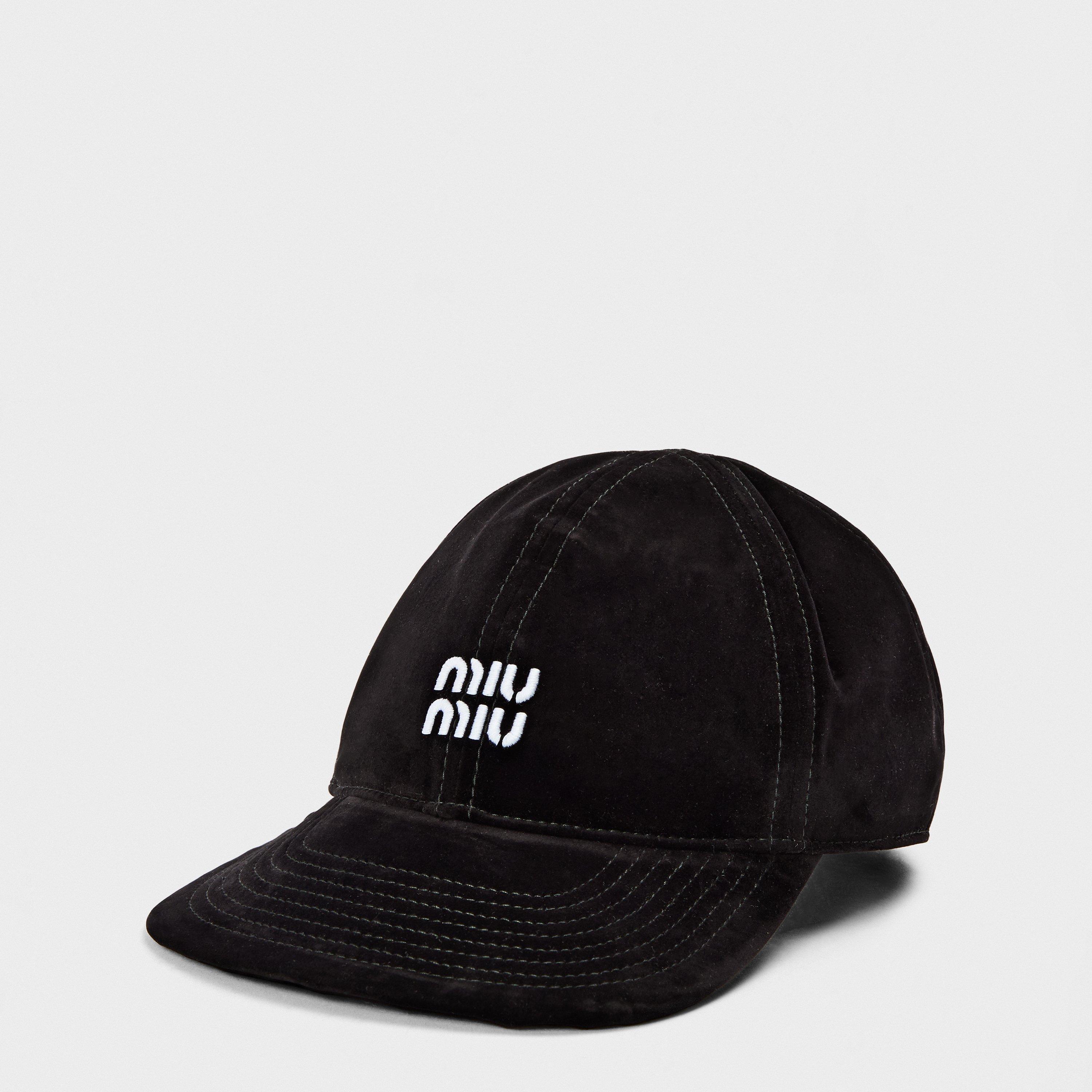 Nero/Tabacco - Miu Miu - Womens Velvet Baseball Cap - 1